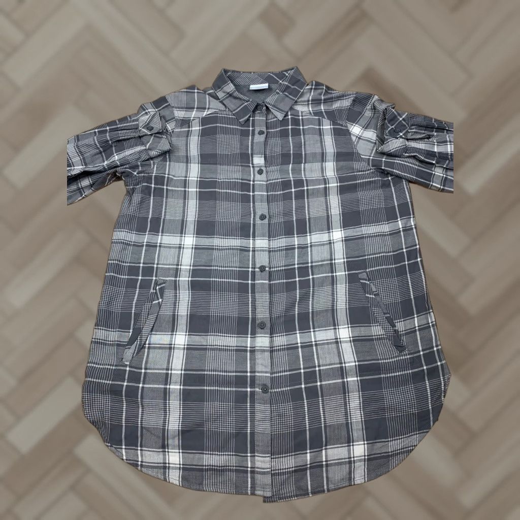 Vintage Columbia Button-Up Shirt XL Gray Plaid Long Sleeve Knit Casual Mens Size US XL / EU 56 / 4 - 1 Thumbnail