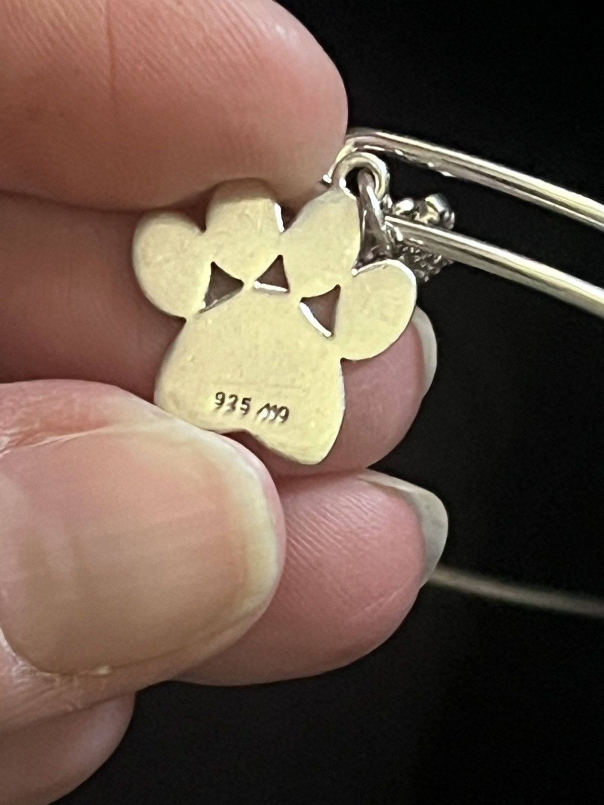 Other 925 sterling silver expandable bangle with bone paw charms Size ONE SIZE - 4 Thumbnail