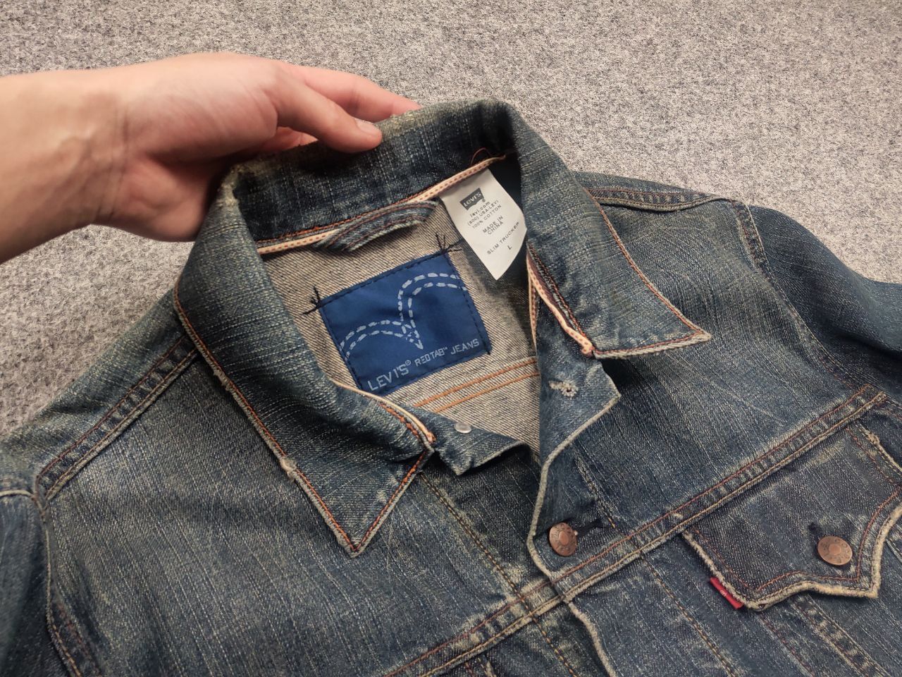 Levi's Rare Vintage 90's levis red tab Selvedge Denim Jacket Size US L / EU 52-54 / 3 - 13 Thumbnail
