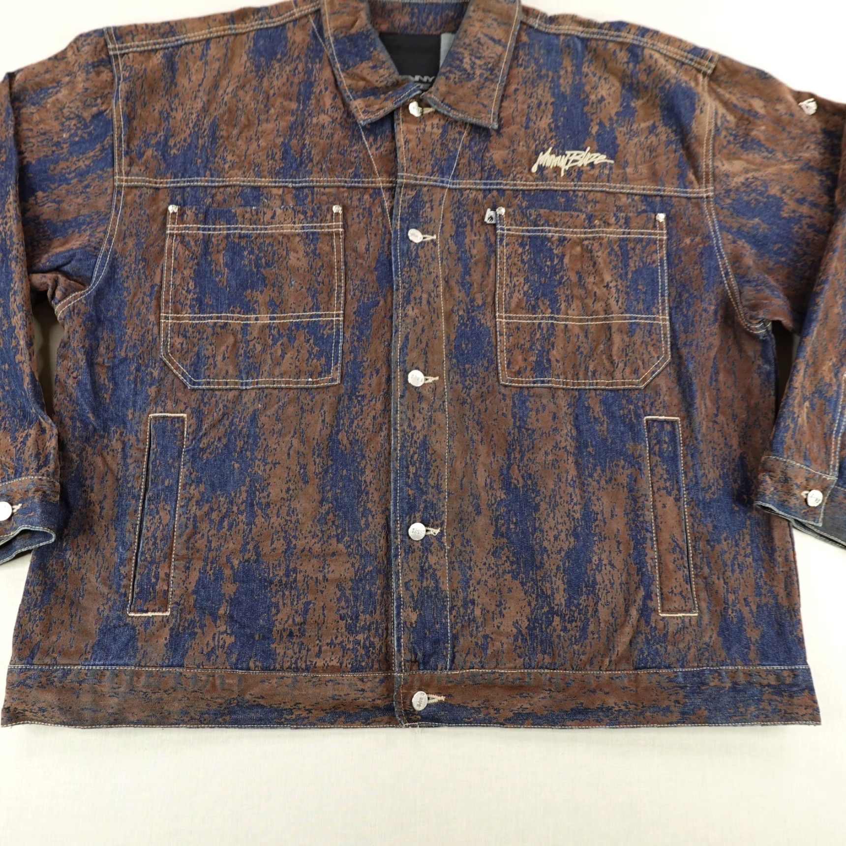 Denime VINTAGE Johnny Blaze Denim Jacket Men 2XL Brown Casual Hip Hop 90s Size US 39 - 6 Thumbnail