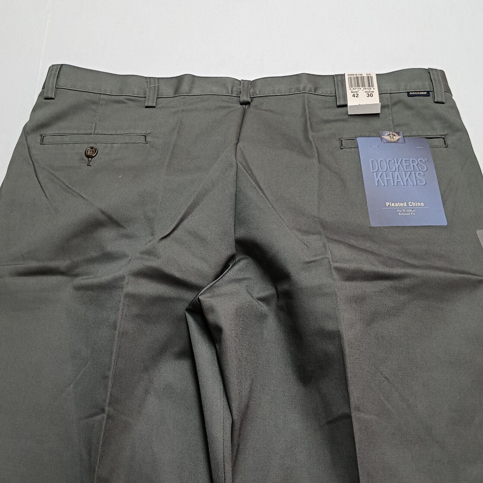 Dockers Dockers Chino Pants Men's 42x30 Gray Pleated Relaxed Fit Size US 42 / EU 58 - 7 Thumbnail