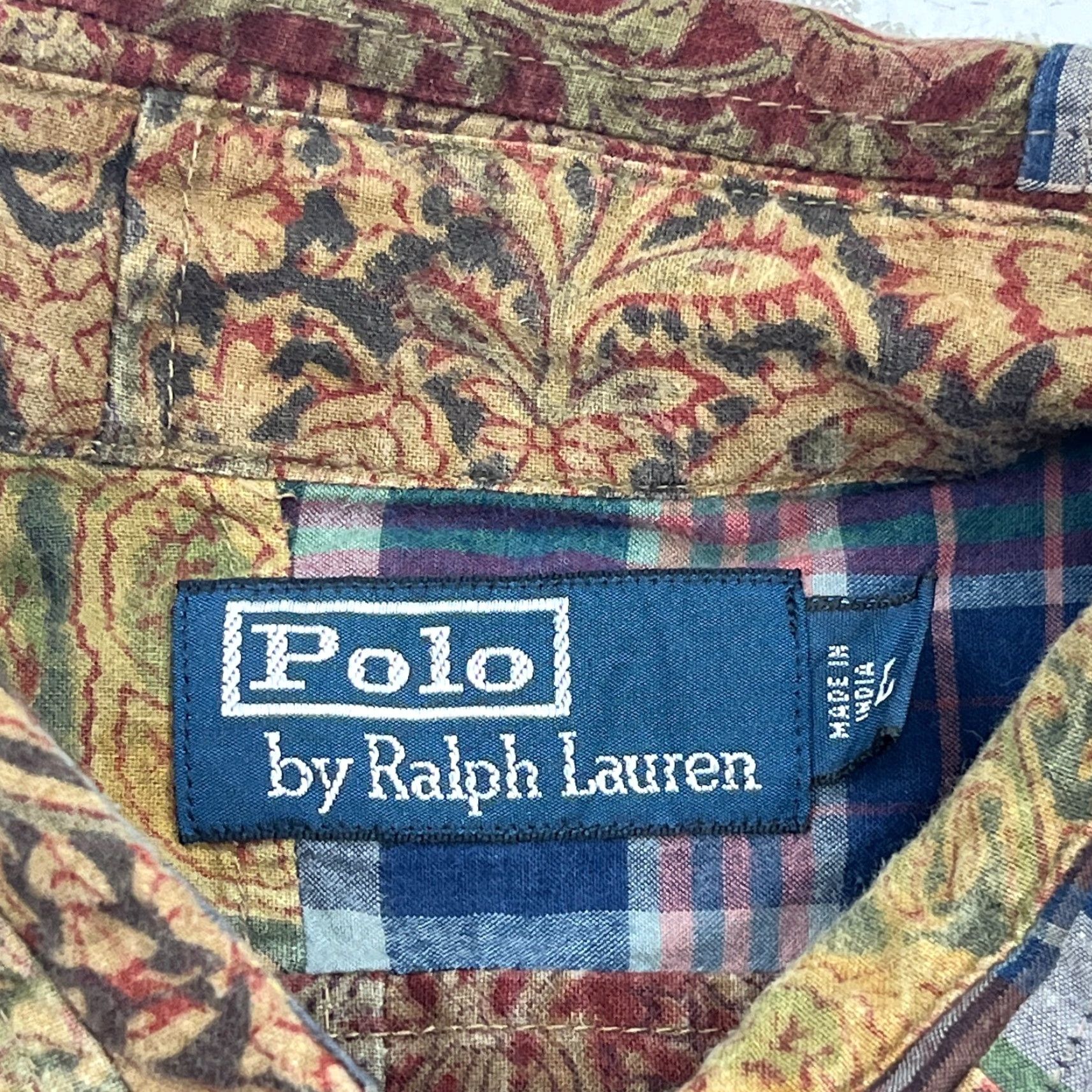 Polo Ralph Lauren VINTAGE Polo Ralph Lauren Shirt Men Large Brown Patchwork Paisley Plaid India Size US L / EU 52-54 / 3 - 2 Thumbnail