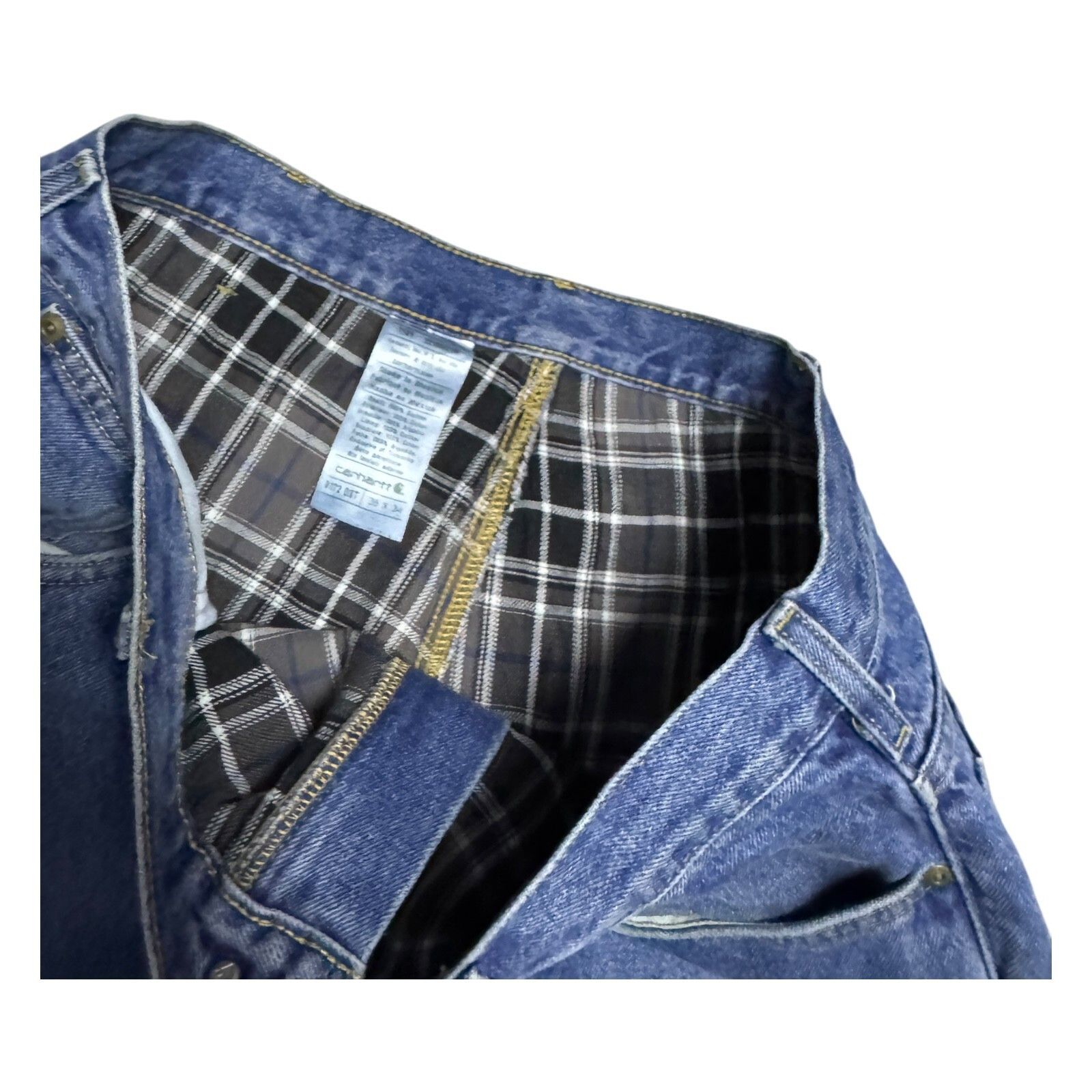 Carhartt CARHARTT Plaid Flannel Lined Work Denim Pants Jeans 37x34 Size US 37 - 6 Thumbnail