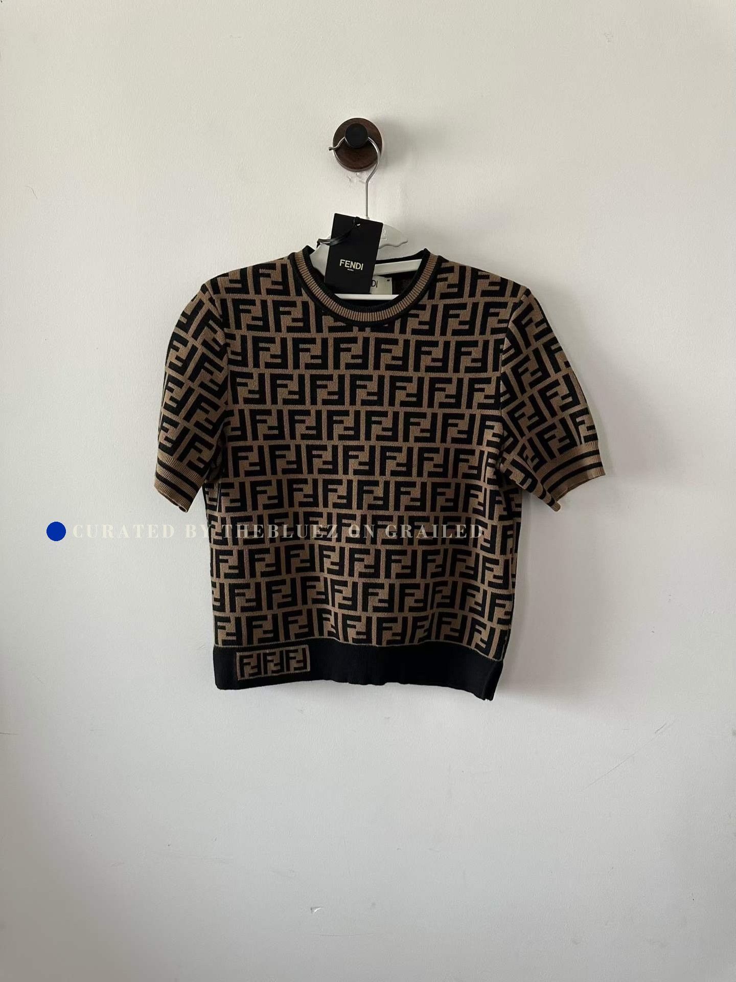 Fendi Fendi Brown All-Over Print Knit Short-Sleeve Size S / US 4 / IT 40 - 1 Thumbnail