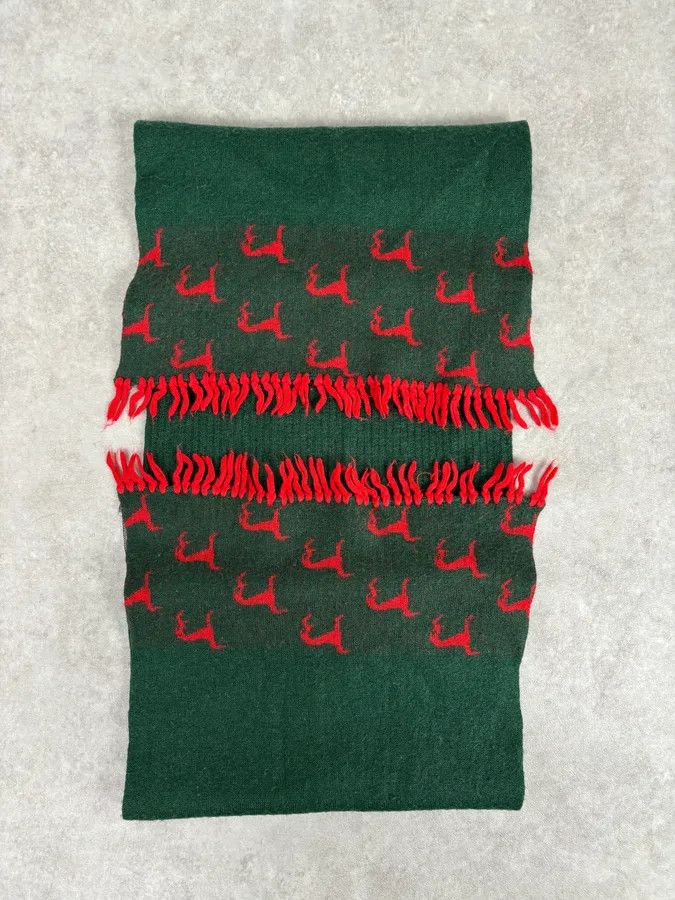 Givenchy 1990s Givenchy Green & Red Cashmere Abstract Scarf Size ONE SIZE - 4 Thumbnail