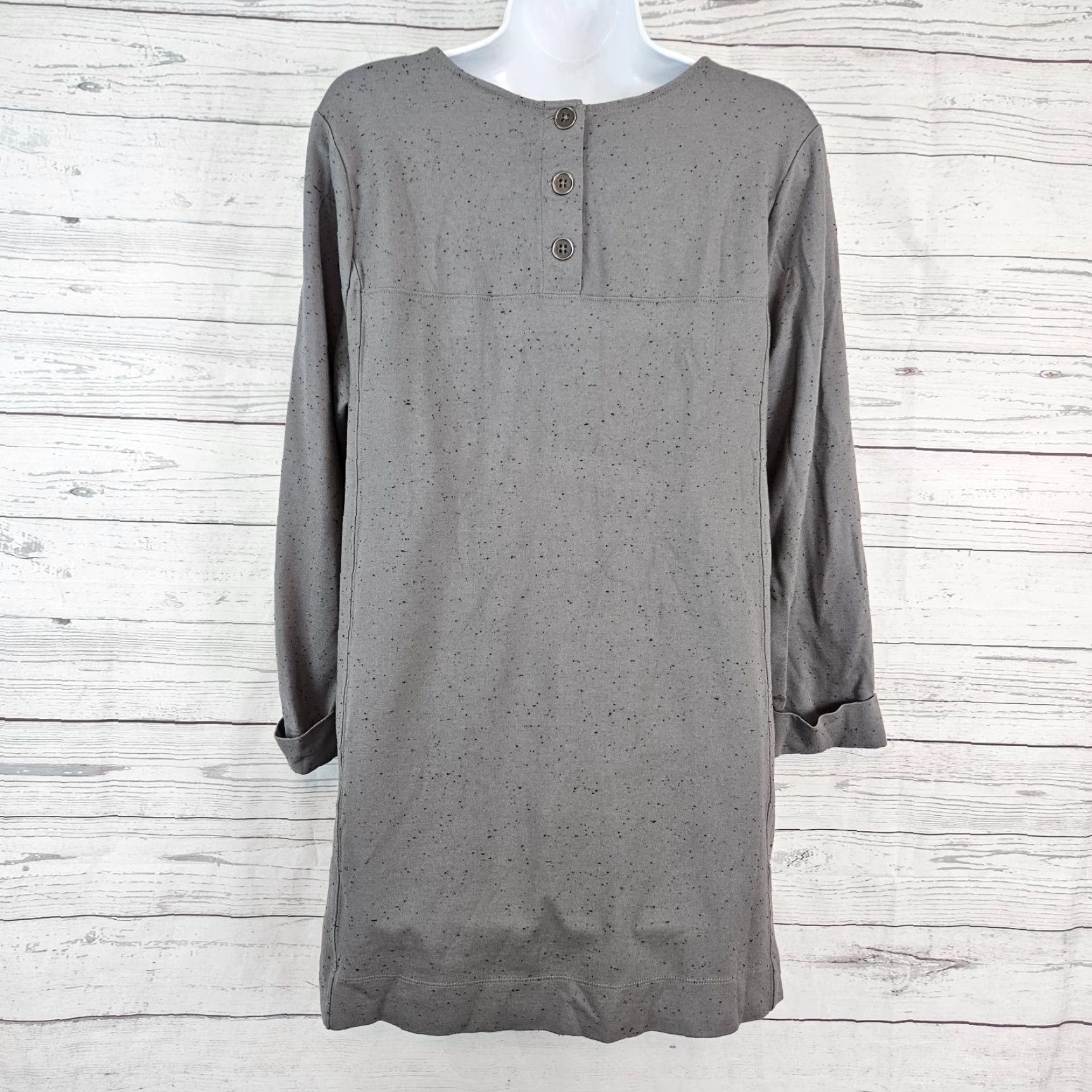 J. Jill J. Jill Womens Top Blouse Long Sleeve Rayon Blend Gray Speckled L Size L / US 10 / IT 46 - 3 Thumbnail