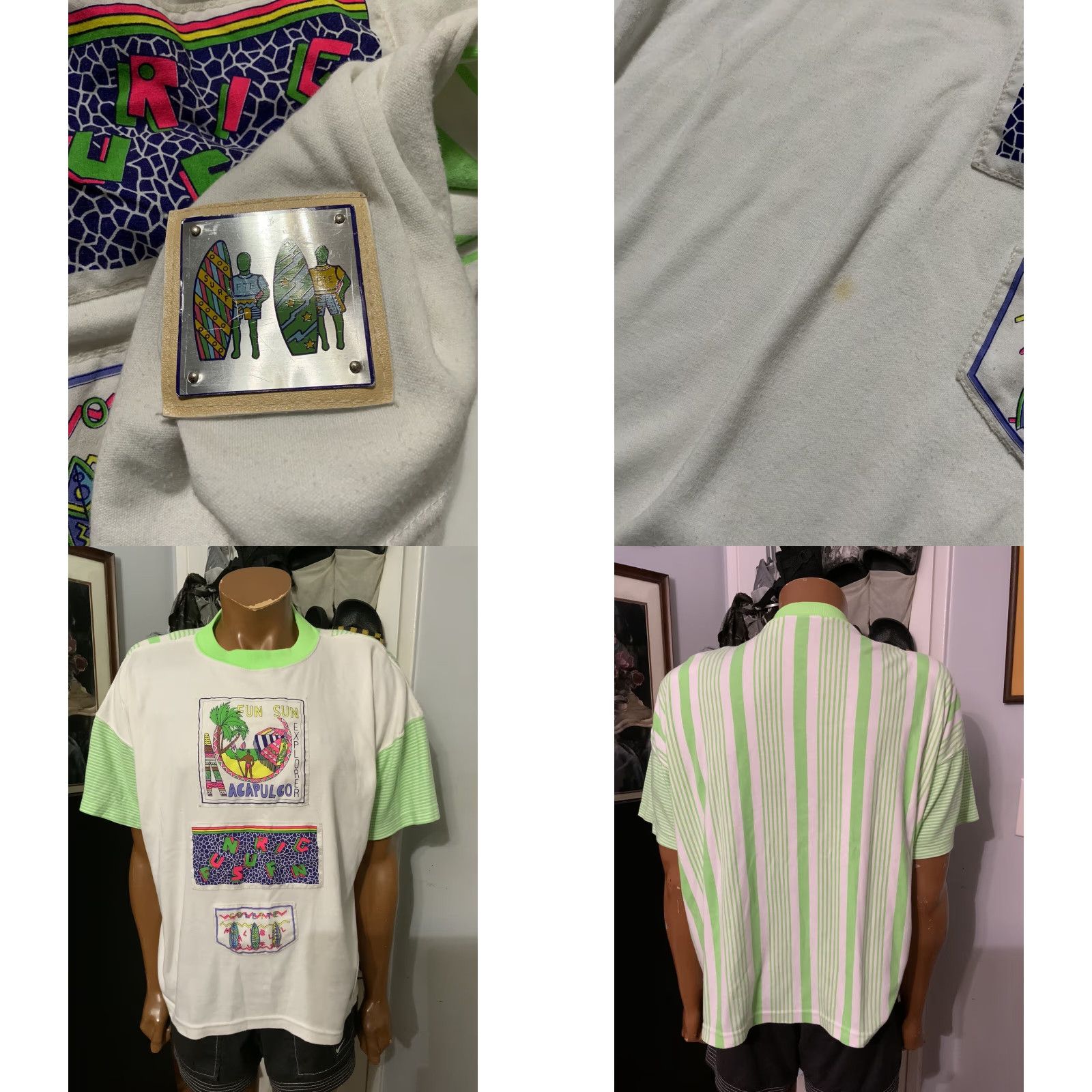 Sun Surf VINTAGE 80s Acapulco Fun Sun Surf Striped Mexico Tourist Travel T-Shirt Sz. M Mens Size US M / EU 48-50 / 2 - 8 Thumbnail