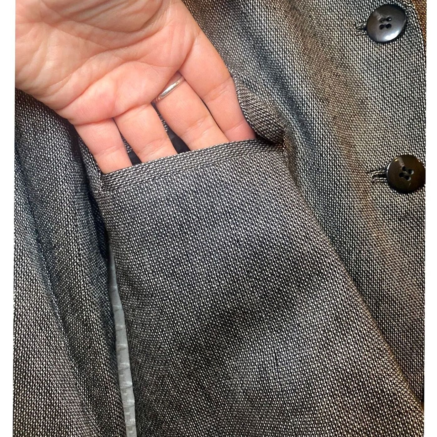 Vintage VINTAGE Classiques Entier Blazer Women 8 Wool Black White Lightweight Padded Collared Blazer Size M / US 6-8 / IT 42-44 - 4 Thumbnail