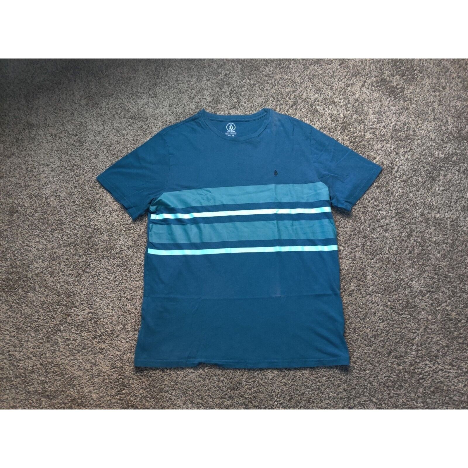 Volcom Volcom Shirt Adult Mens XL Blue Striped Embroidered Size US XL / EU 56 / 4 - 1 Thumbnail
