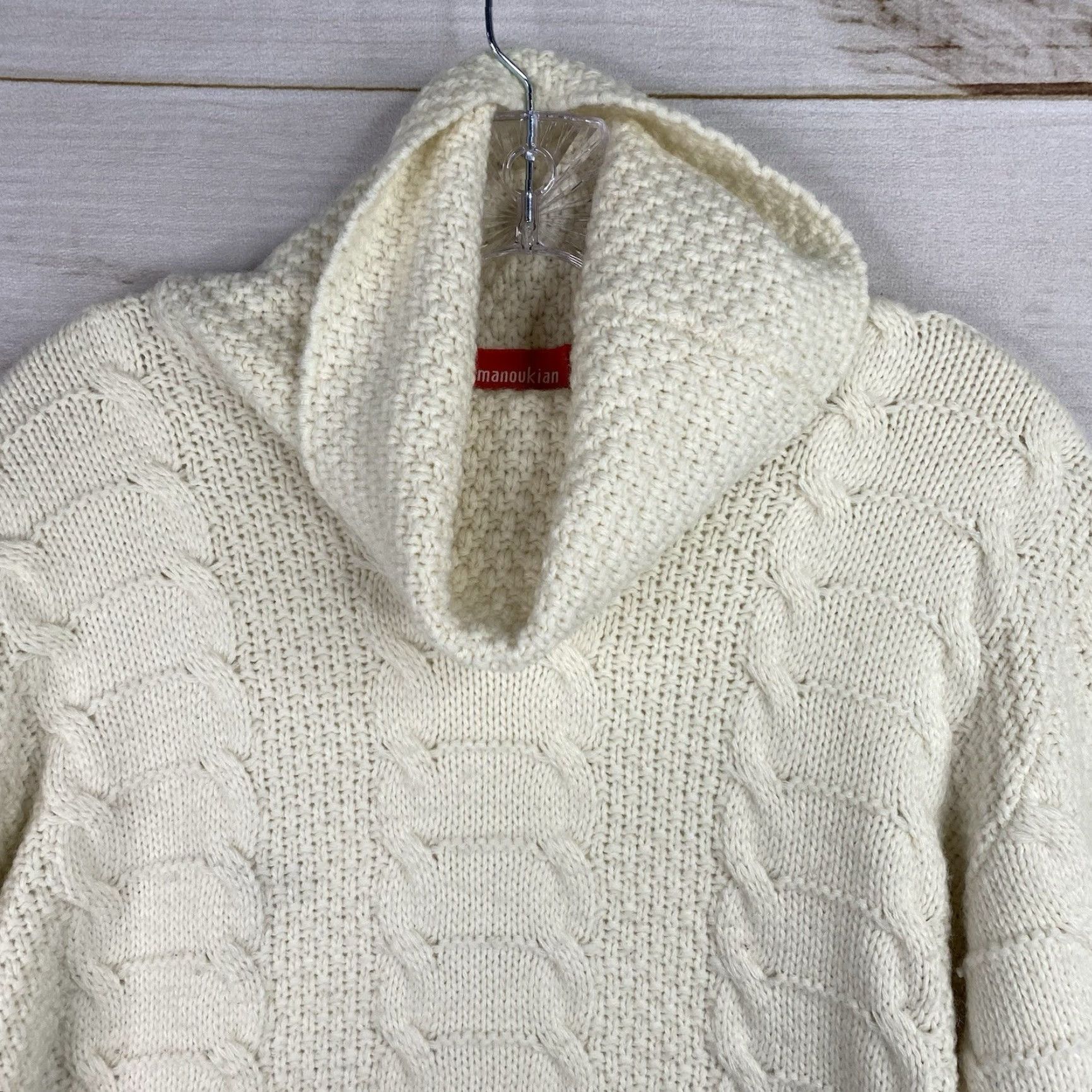 Vintage Alain Manoukian Sweater Women L Ivory Turtleneck Crochet Cable Knit Pullover Long Sleeve Casual Winter All Seasons Womens Size L / US 10 / IT 46 - 2 Thumbnail