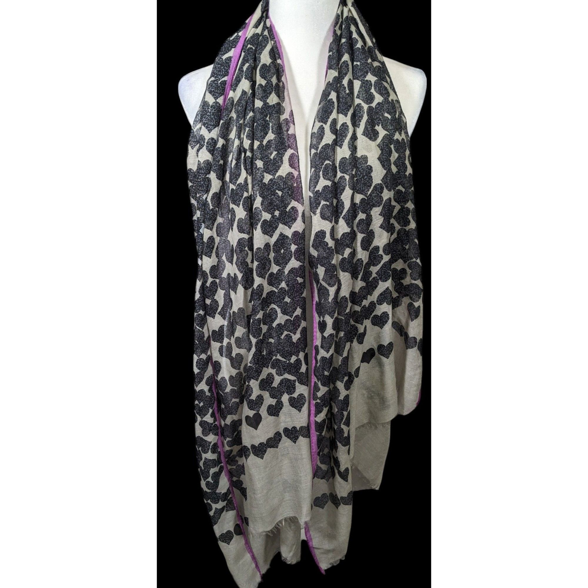 Other Olive & Cocoa Faded Hearts Black And Grey Scarf Size ONE SIZE - 4 Thumbnail