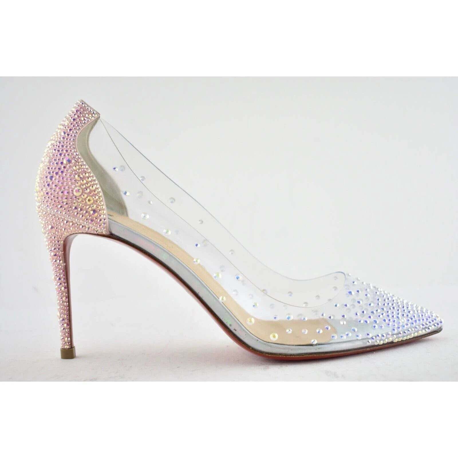 Christian Louboutin Degrastrassita PVC 85 Soupir Pink Crystal PVC Heel Pump 38 Size US 8 / IT 38 - 2 Thumbnail