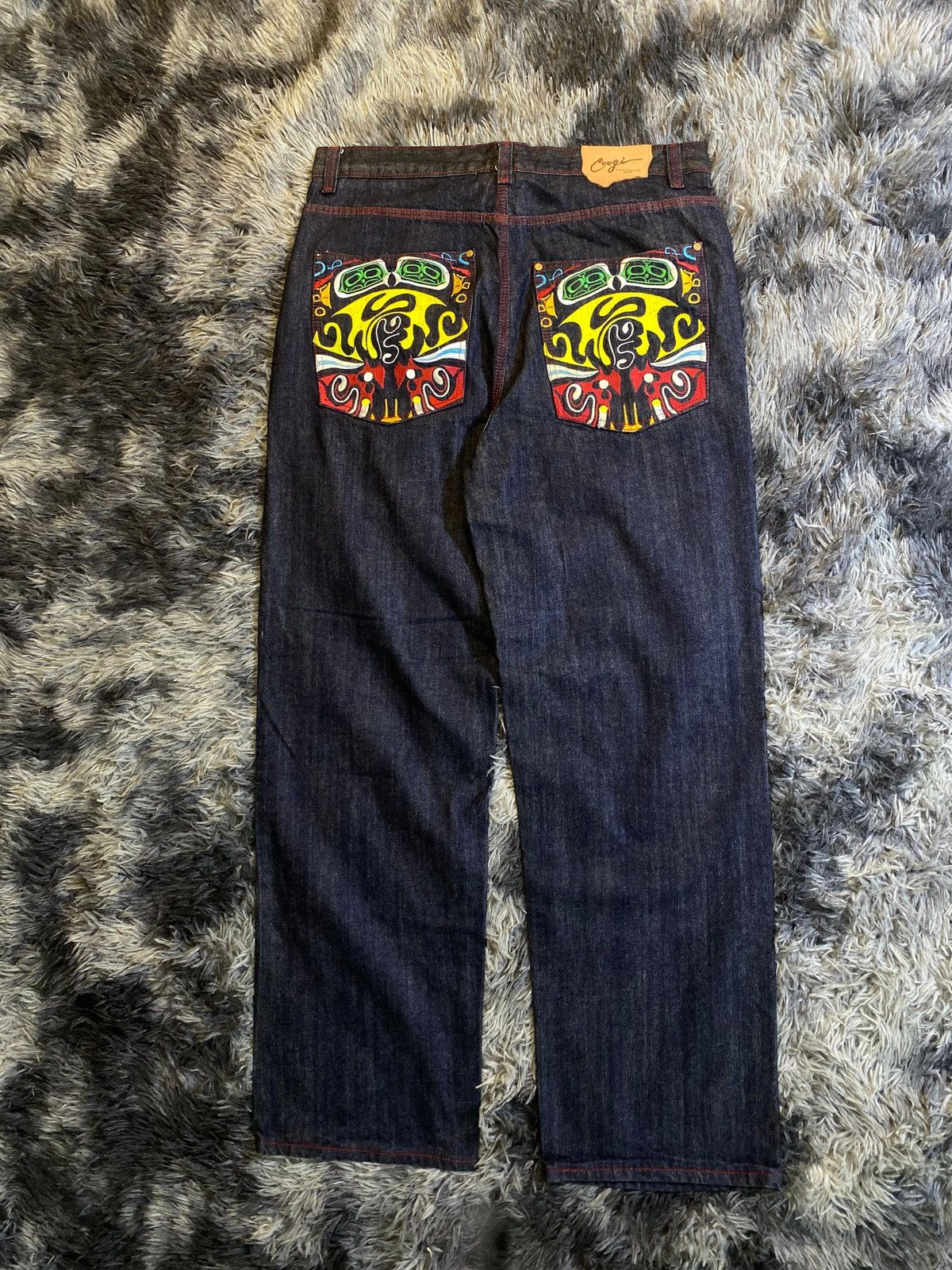 Coogi Coogi Australian Aboriginal Mask Embroidery Baggy Jeans. Size US 38 / EU 54 - 1 Thumbnail
