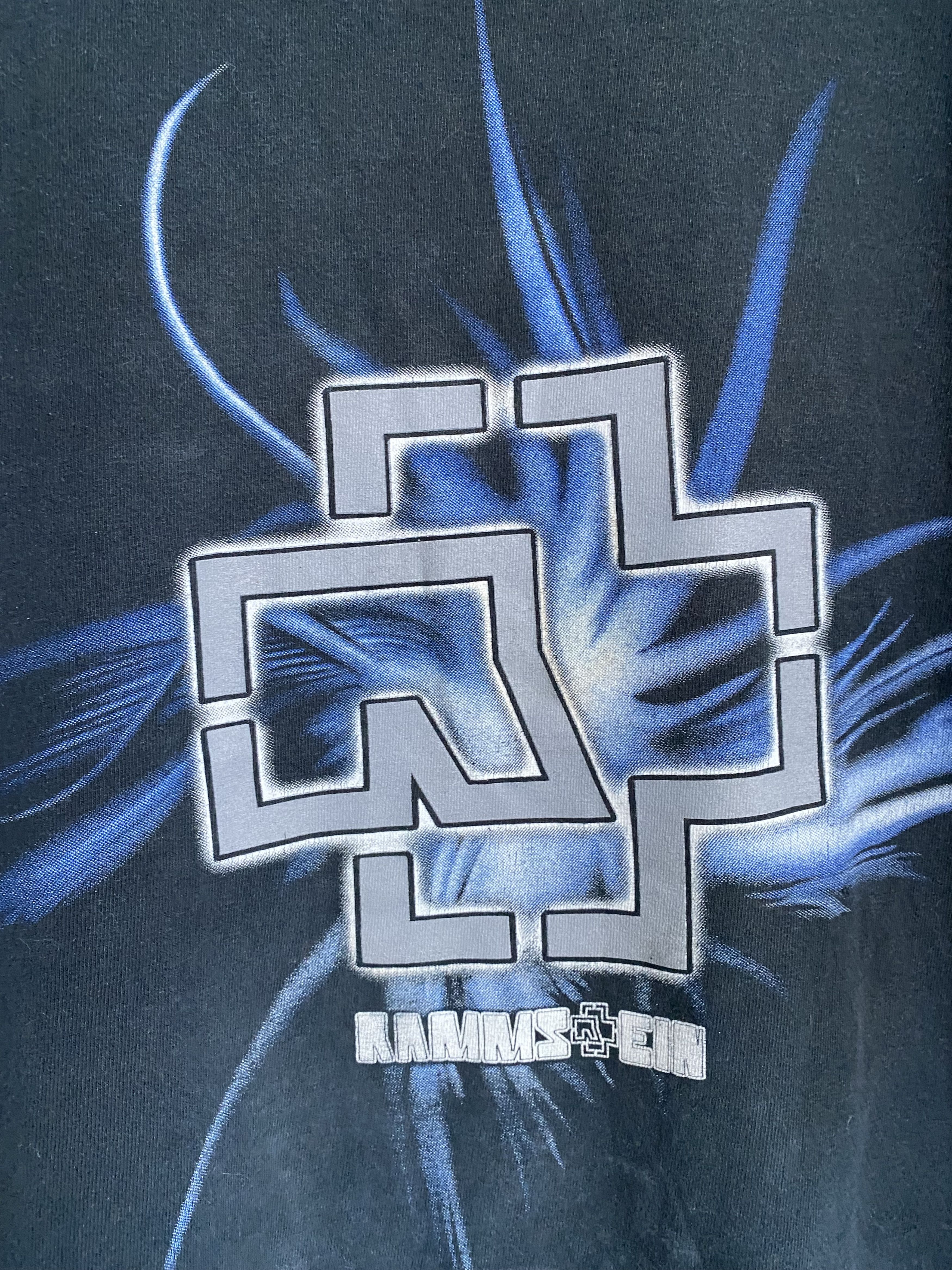 Band Tees × Vintage Vintage 2000s Rammstein tribal logo rock band t-shirt Size US L / EU 52-54 / 3 - 4 Thumbnail