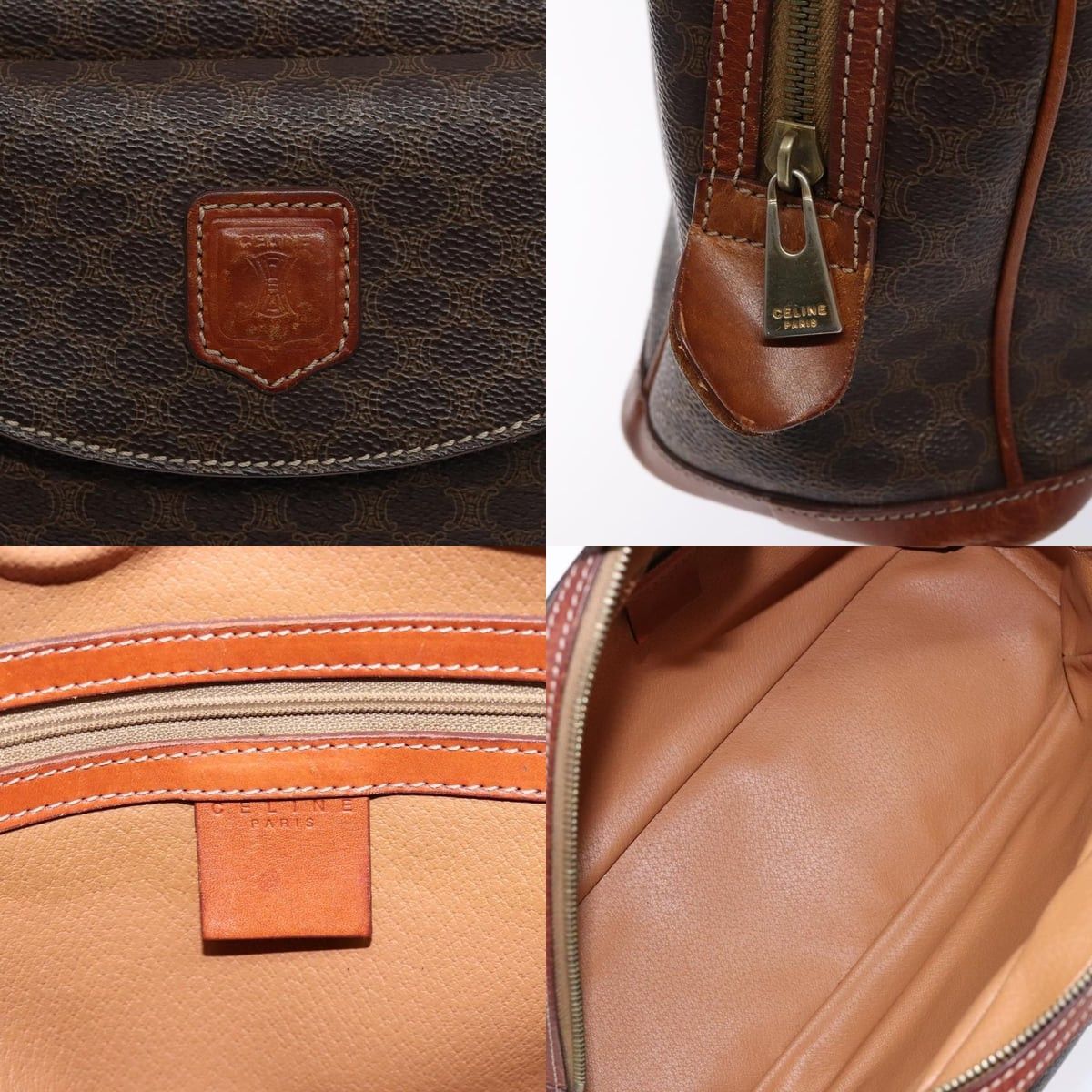 Celine CELINE Macadam Canvas Hand Bag Pvc Leather Brown Gold Size ONE SIZE - 11 Thumbnail