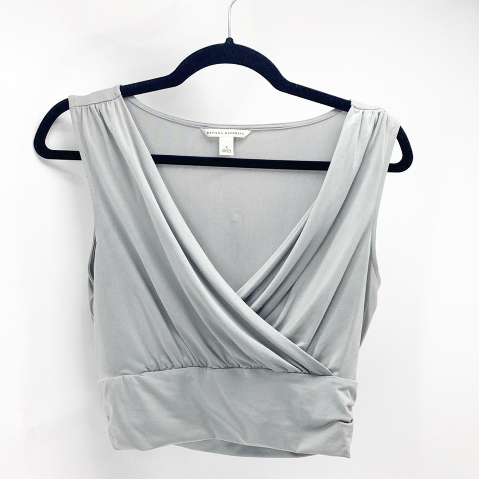 Banana Republic Banana Republic Jersey knit draped front crop top grey color Size S / US 4 / IT 40 - 1 Thumbnail