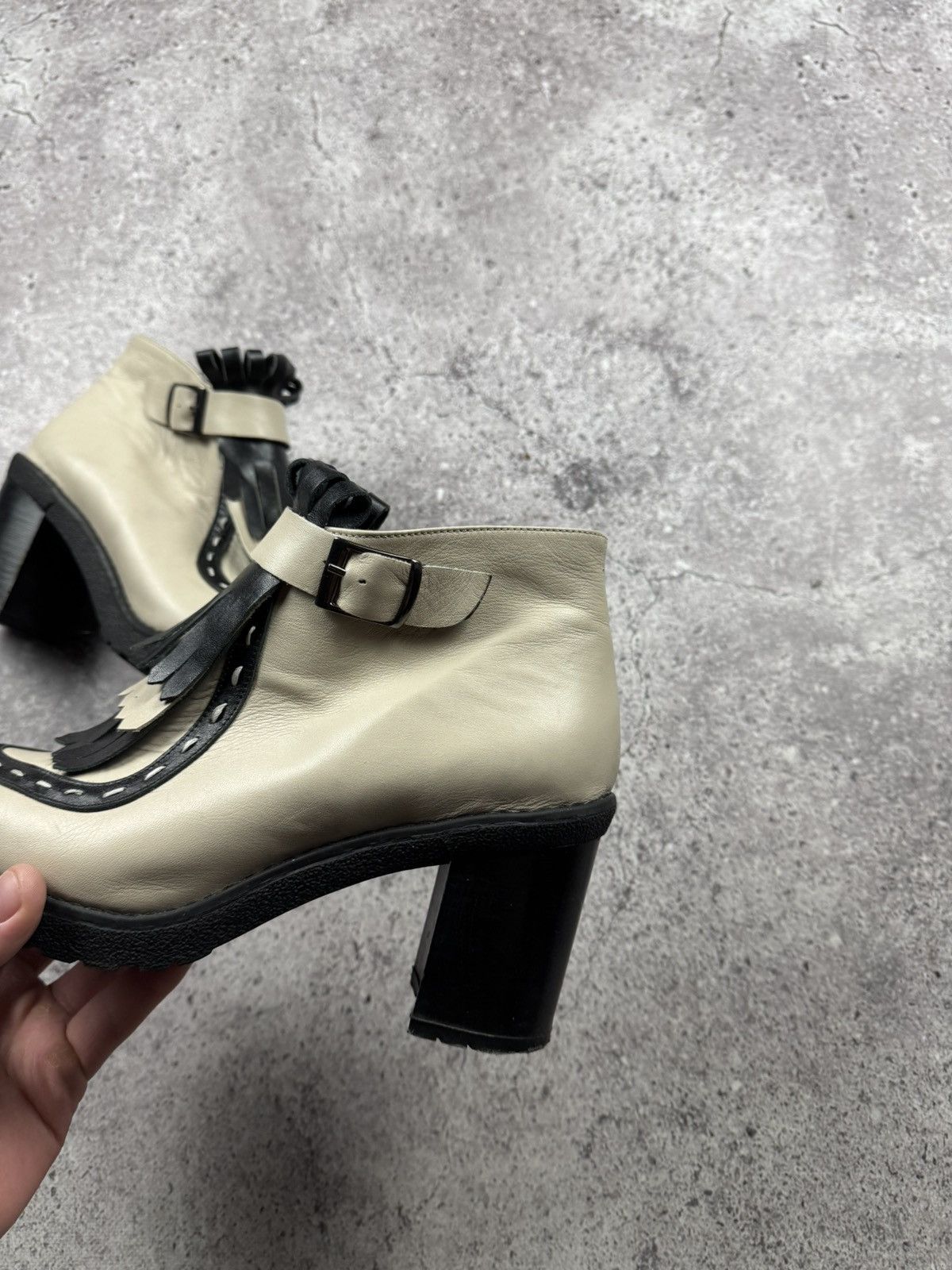 Japanese Brand Vintage Rick Owen’s Style Y2K Leather Fridge Heels Boots 00s Size US 8 / IT 38 - 12 Thumbnail