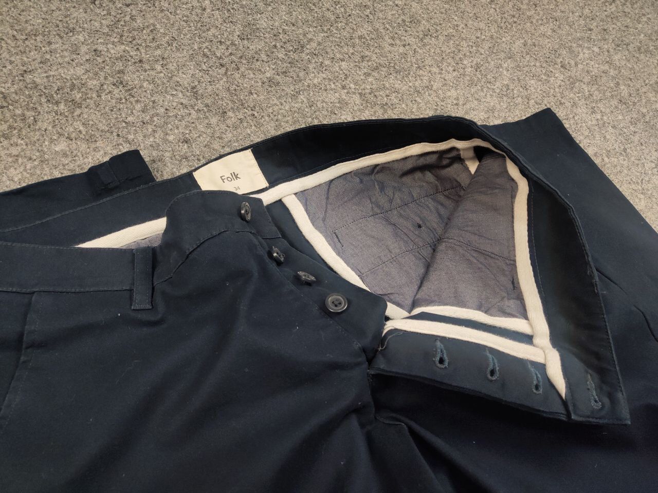Folk Folk Design Classic Navy Blue Cotton Trouser Pants Size US 34 / EU 50 - 13 Thumbnail