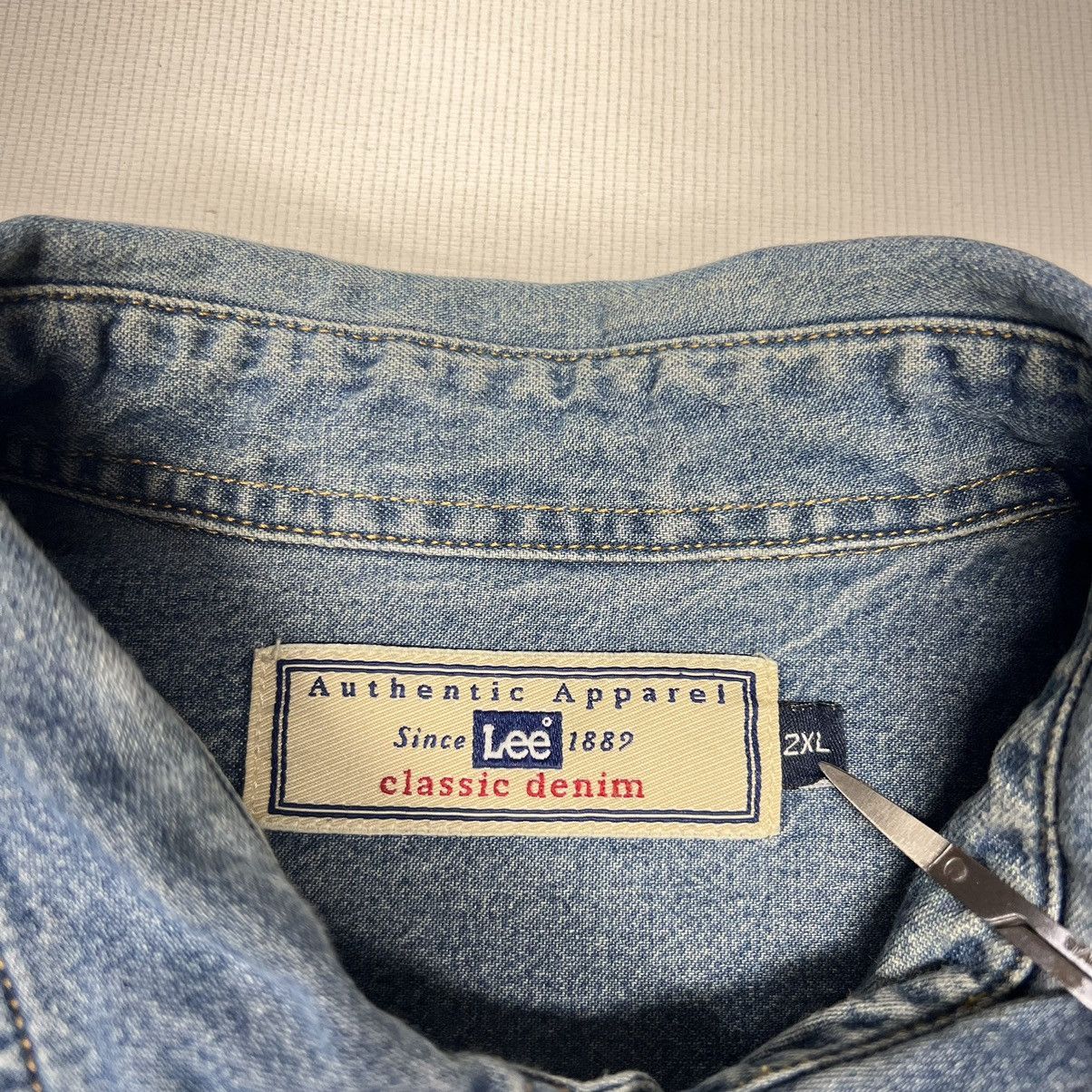 Lee × Vintage VTG Lee Denim Shirt Blue Button Down Embroidered Divco Size US XXL / EU 58 / 5 - 9 Thumbnail