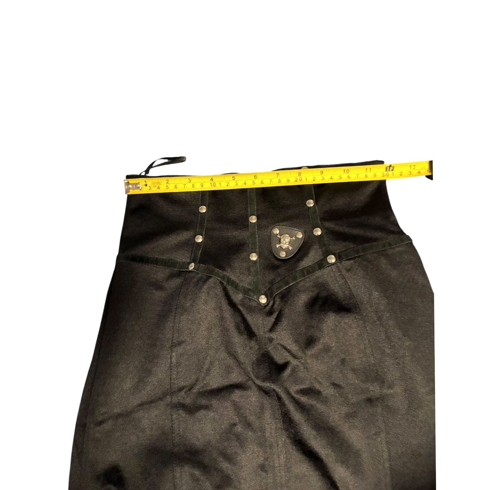 Vintage onitsuka Skirt XS Pencil Black Womens Knee Length Em0 Skirt 90s Halloween Alternative Size 26" / US 2 / IT 38 - 6 Thumbnail