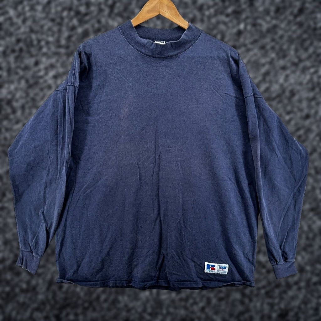 Russell Athletic VINTAGE Russell Athletic T-Shirt Blue Men's XL Cotton Long Sleeve Crew Neck Pullover Size US XL / EU 56 / 4 - 1 Thumbnail