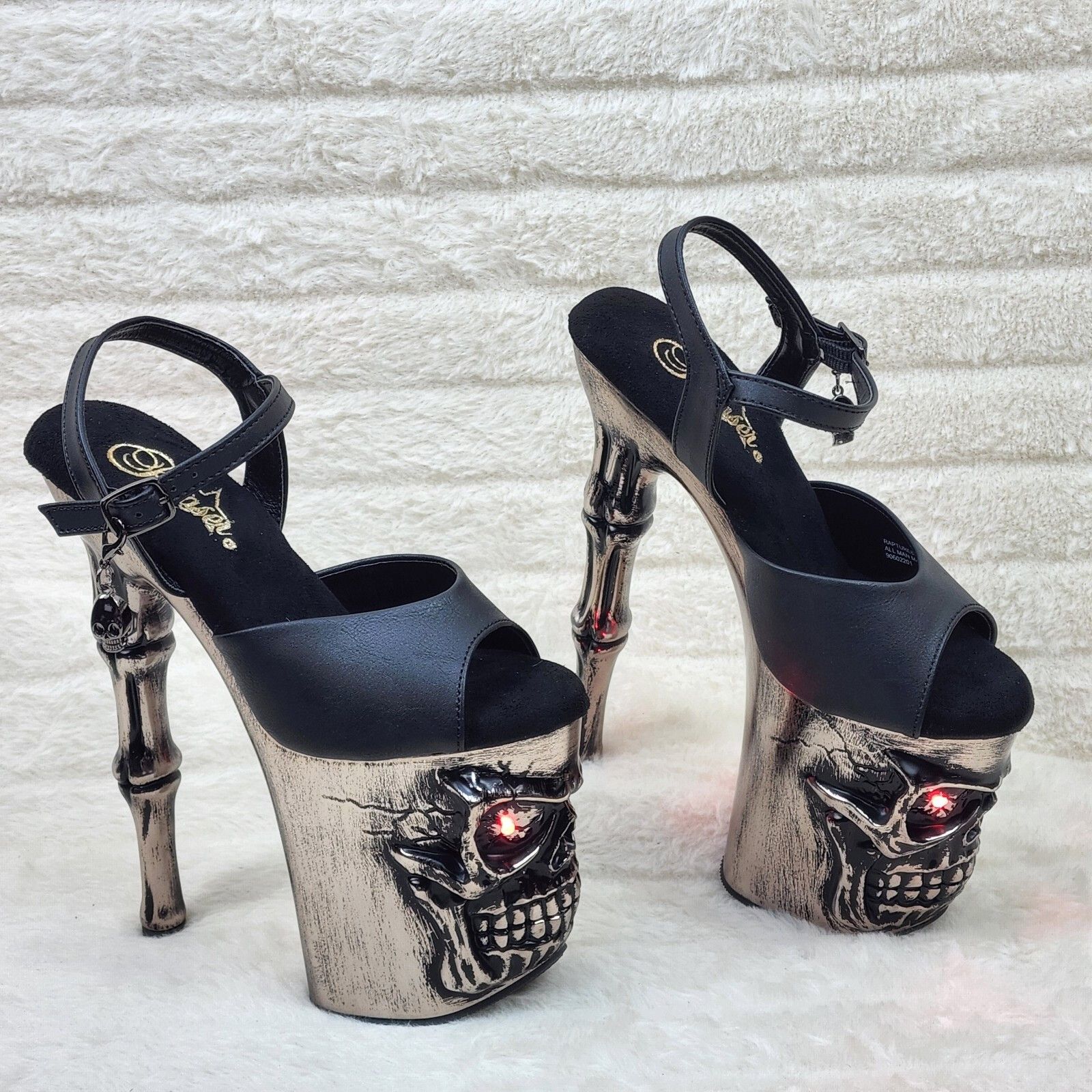 Other Rapture Black Matte Silver Skull & Bones 8" High Heel Platf Size US 7 / IT 37 - 2 Thumbnail