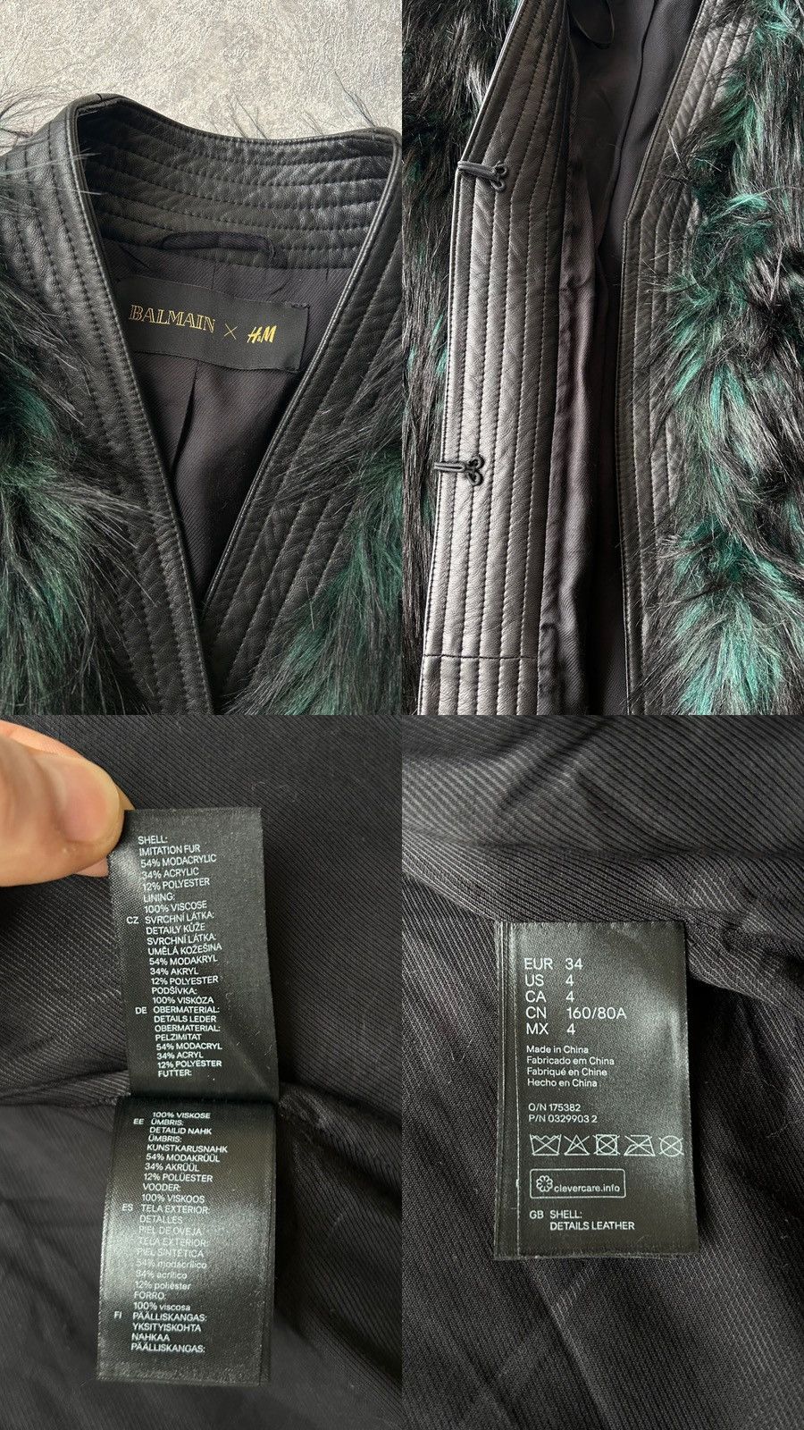 Balmain Balmain x HM Faux Fur Belted Jacket Size XS / US 0-2 / IT 36-38 - 13 Thumbnail