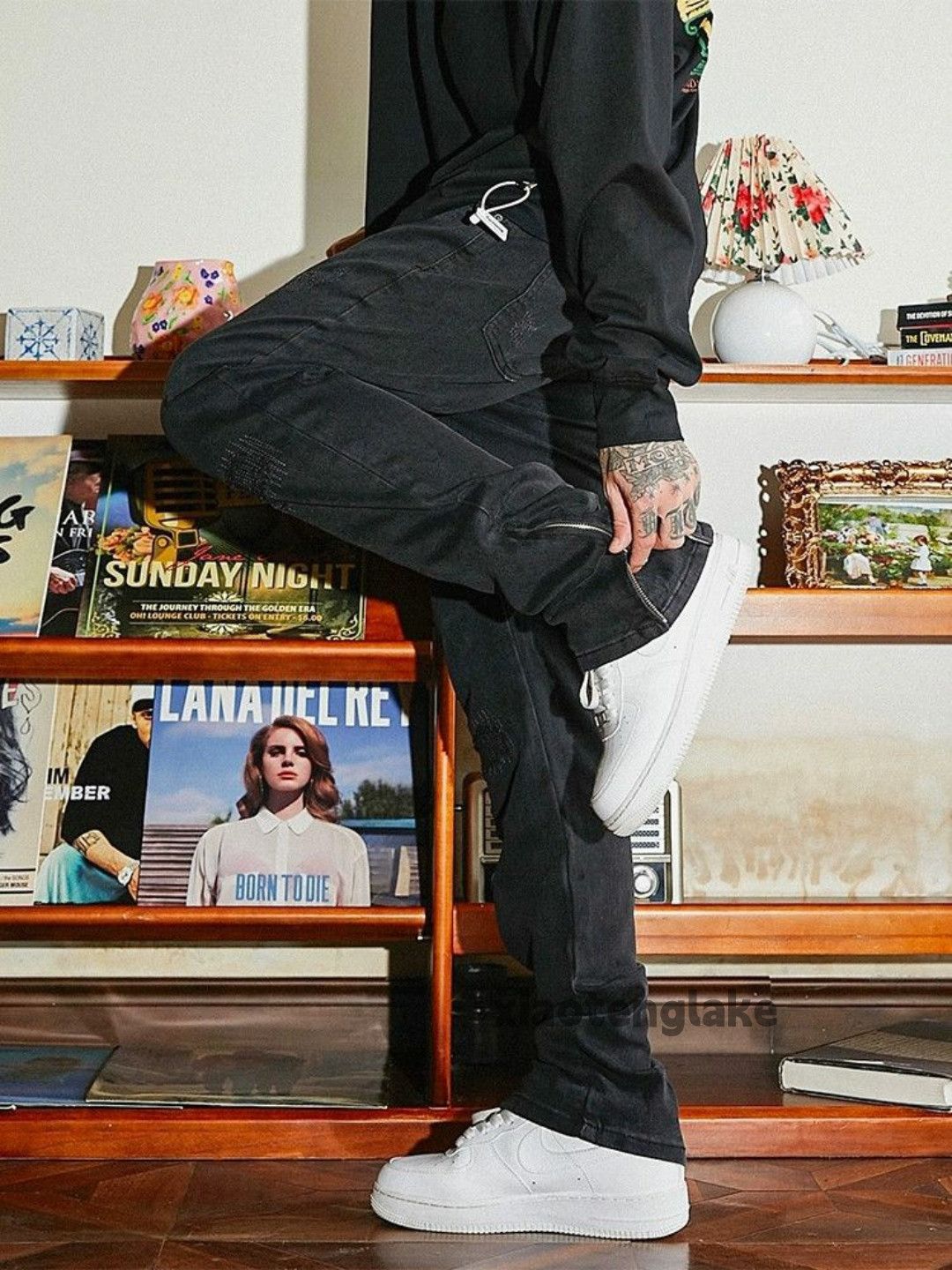 Jean × Vintage washed faded cleanfit zipper skate hiphop flared jeans Size US 34 / EU 50 - 5 Thumbnail