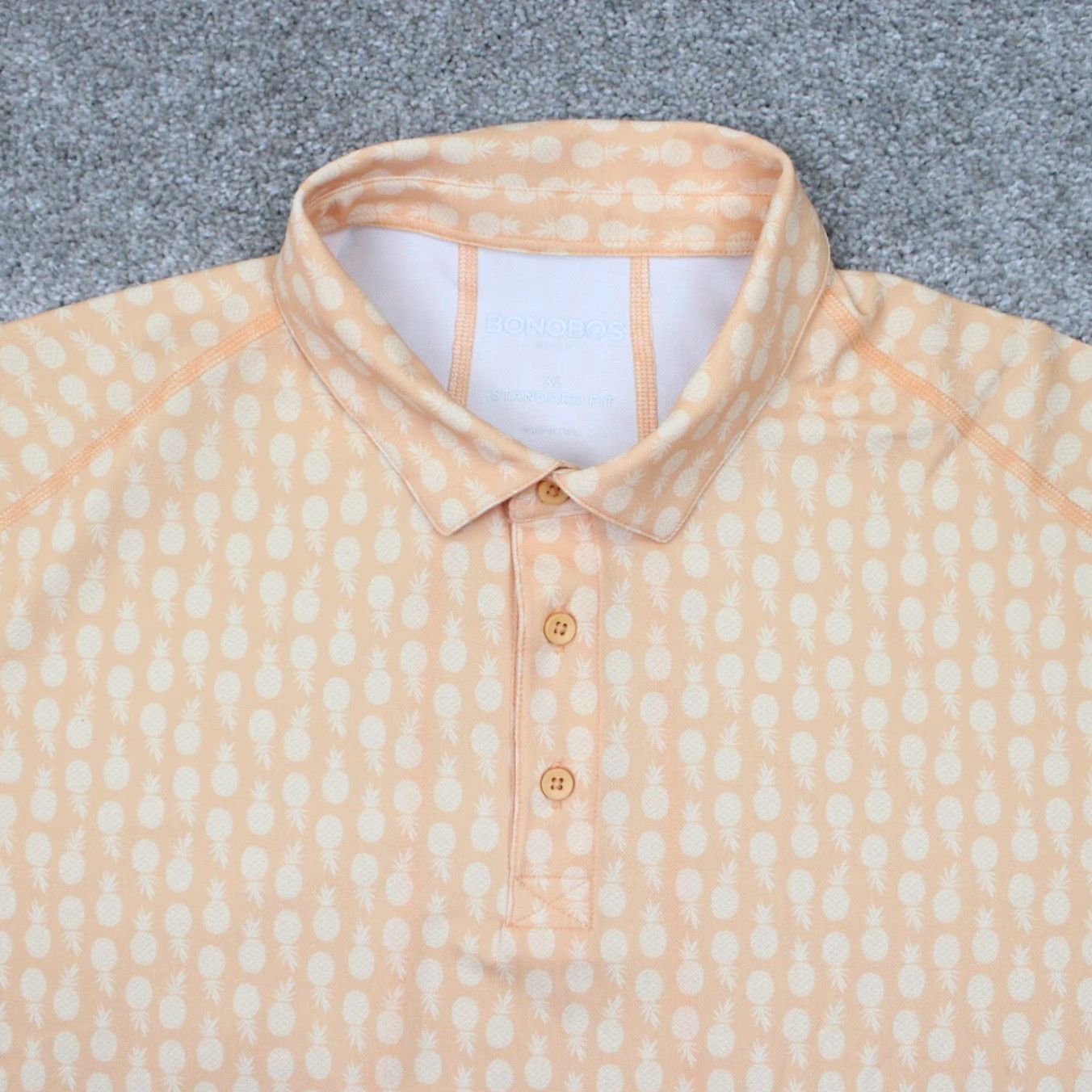 Bonobos Bonobos Polo Shirt Mens XL Orange/White Geometric Regular Fit S/S Pullover Shirt Size US XL / EU 56 / 4 - 5 Thumbnail