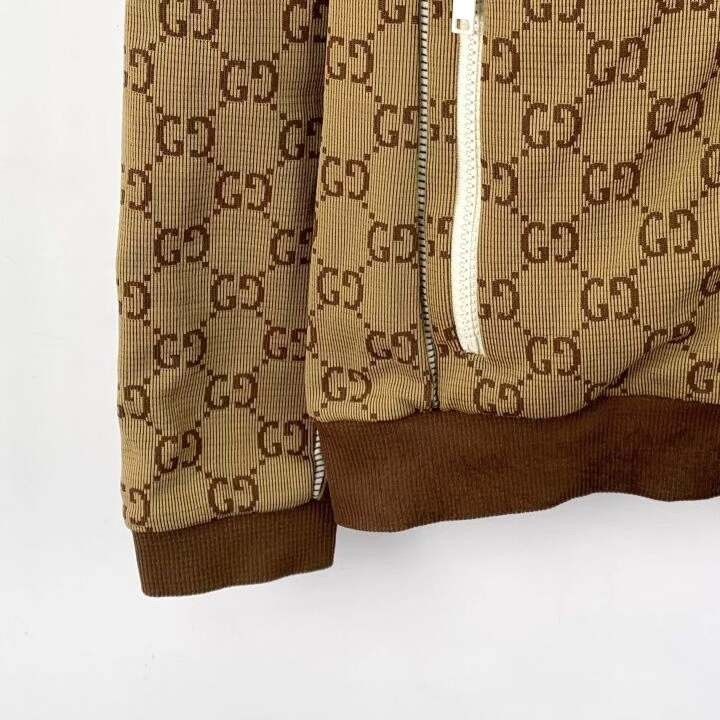 Gucci Gucci Brown Logo Jacquard Hooded Zip Jacket Size US S / EU 44-46 / 1 - 4 Thumbnail