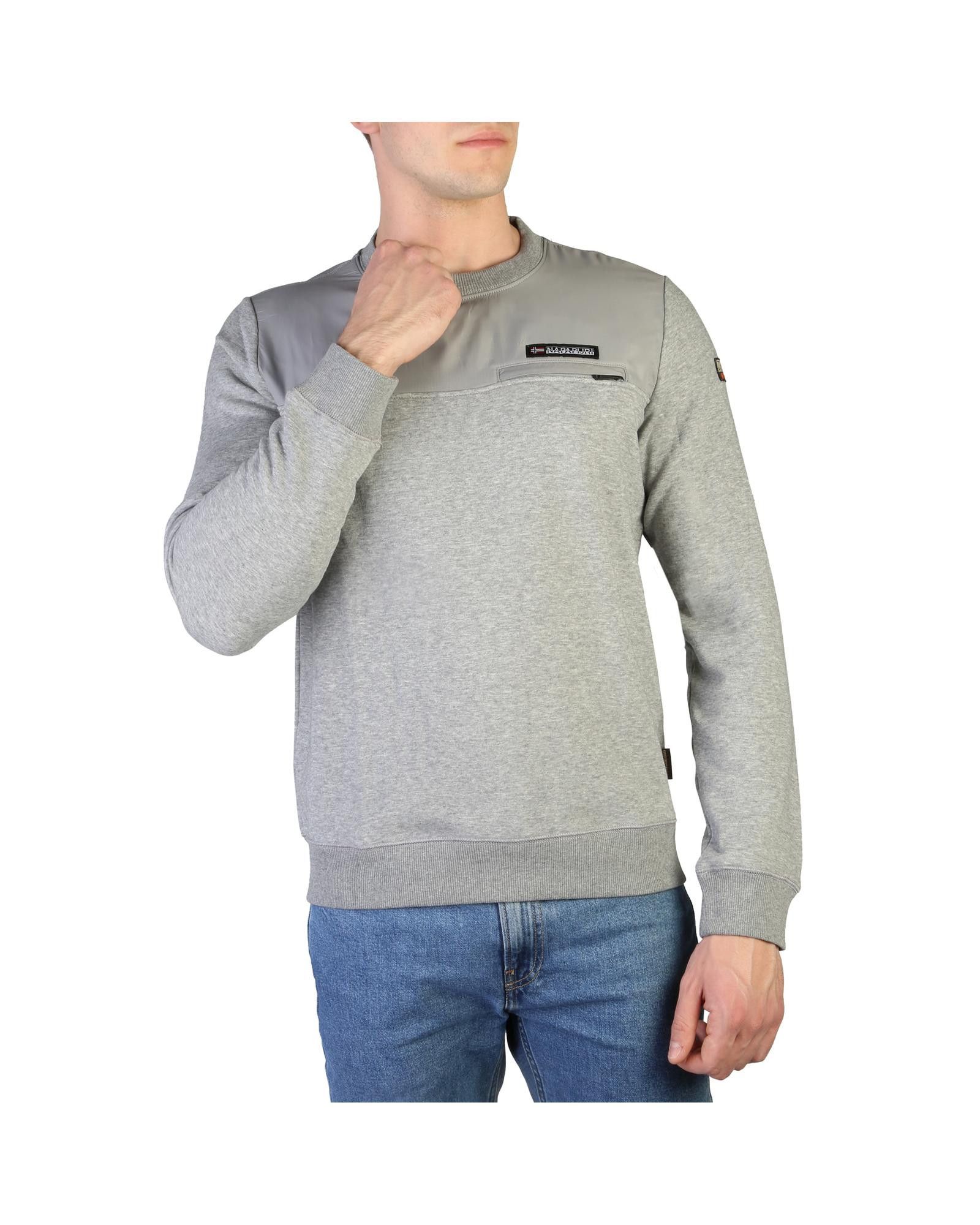 image of Napapijri Fleece Lined Round Neck Solid Sweatshirt in Grey, Men's (Size Small)