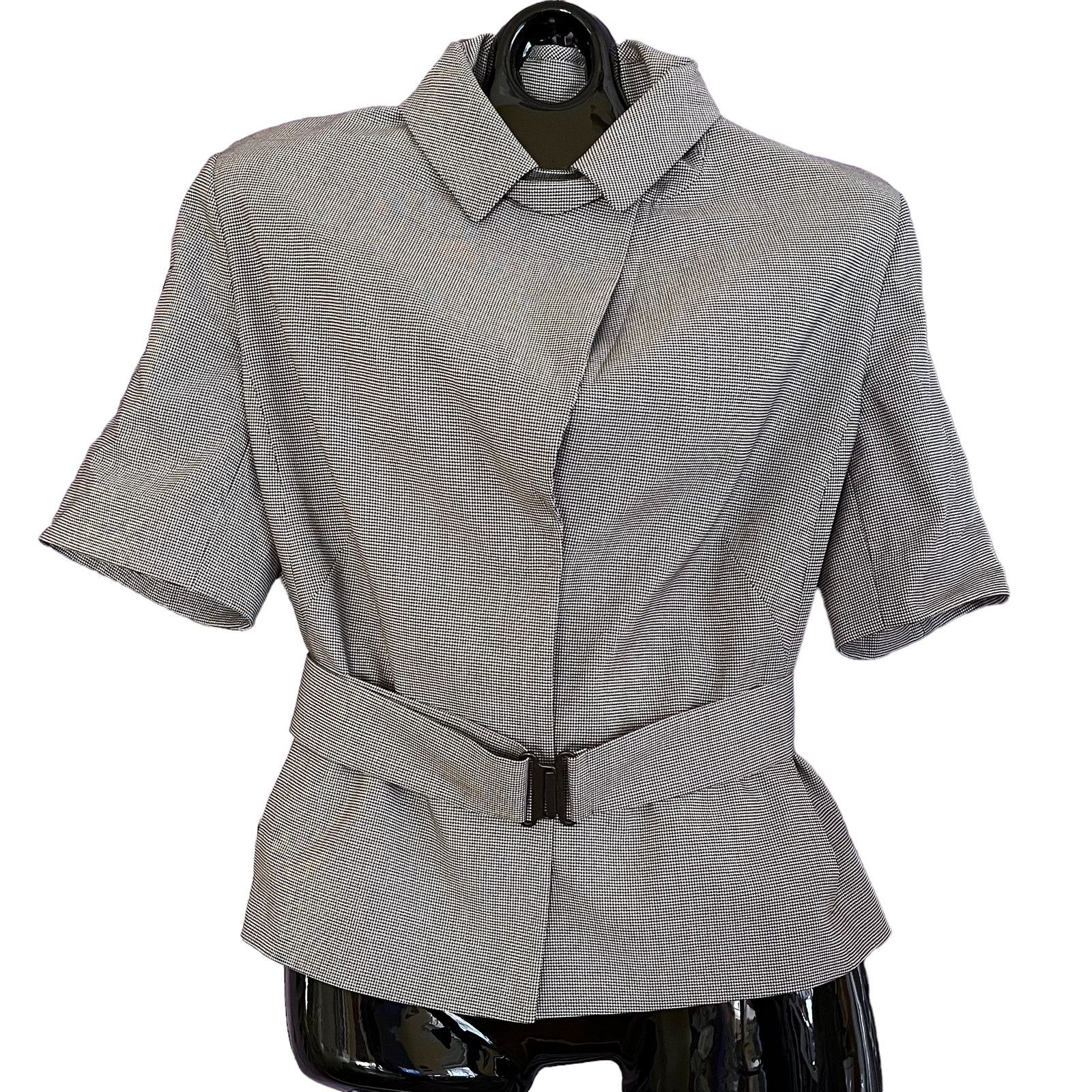 Akris Akris Punto Houndstooth Short-Sleeve Evening Jacket Blazer Size L / US 10 / IT 46 - 2 Thumbnail