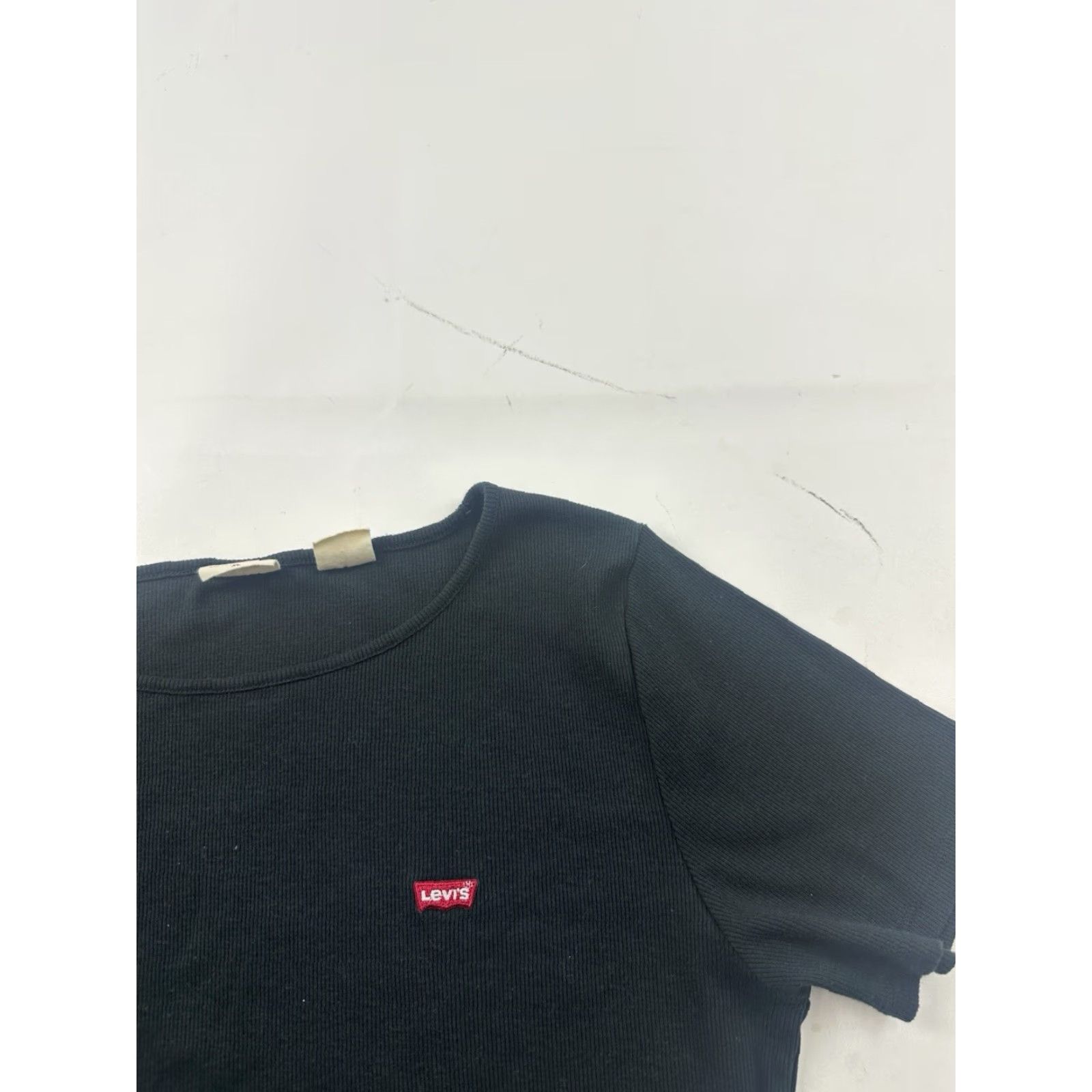 Levi's Levi's Women's Black Ribbed Cotton Short Sleeve Pullover T-Shirt XL Classic Casual Size XL / US 12-14 / IT 48-50 - 2 Thumbnail