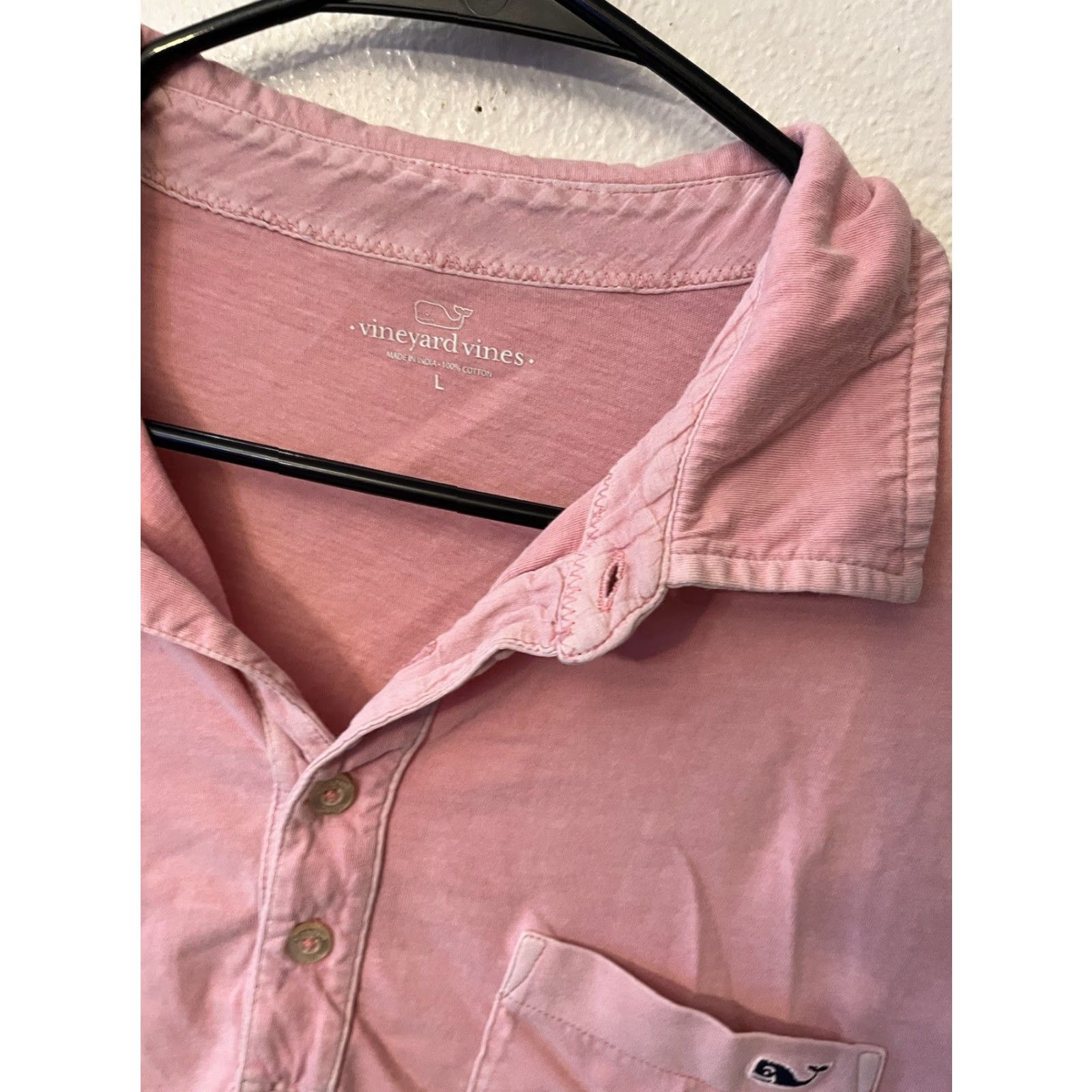 Vineyard Vines Vineyard Vines Polo Men Solid Short Sleeve Pink Shirt Size US L / EU 52-54 / 3 - 2 Thumbnail
