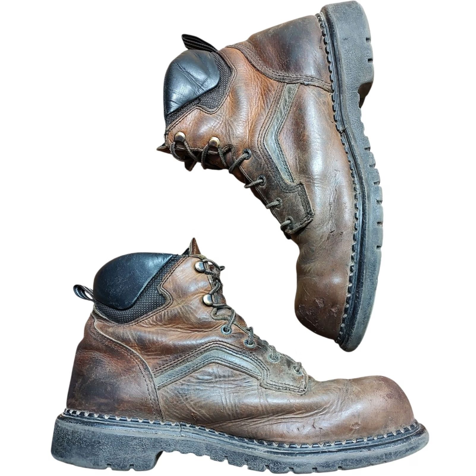 Red Wing VINTAGE Red Wing EH926 Work Boots Boots Mens 12 Leather Brown Waterproof Oil Resistant Rubber Outsole Ankle Lace Up Mens Boots USA 2012 Size US 11 / EU 44 - 2 Thumbnail