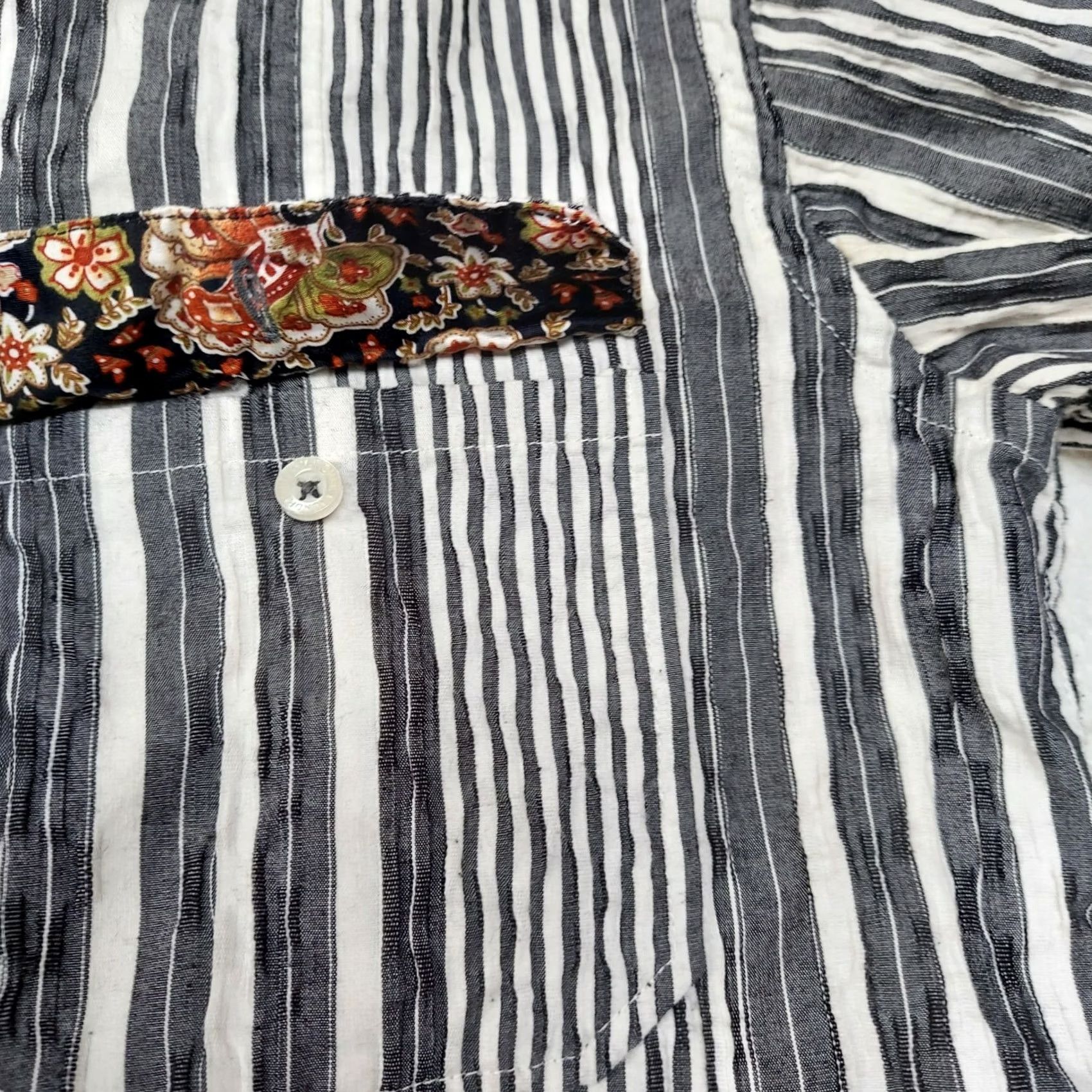 Vintage Laundry International Striped Button-Down Shirt (Gray) Men M Long Sleeve Casual Shirt Size M / US 6-8 / IT 42-44 - 4 Thumbnail