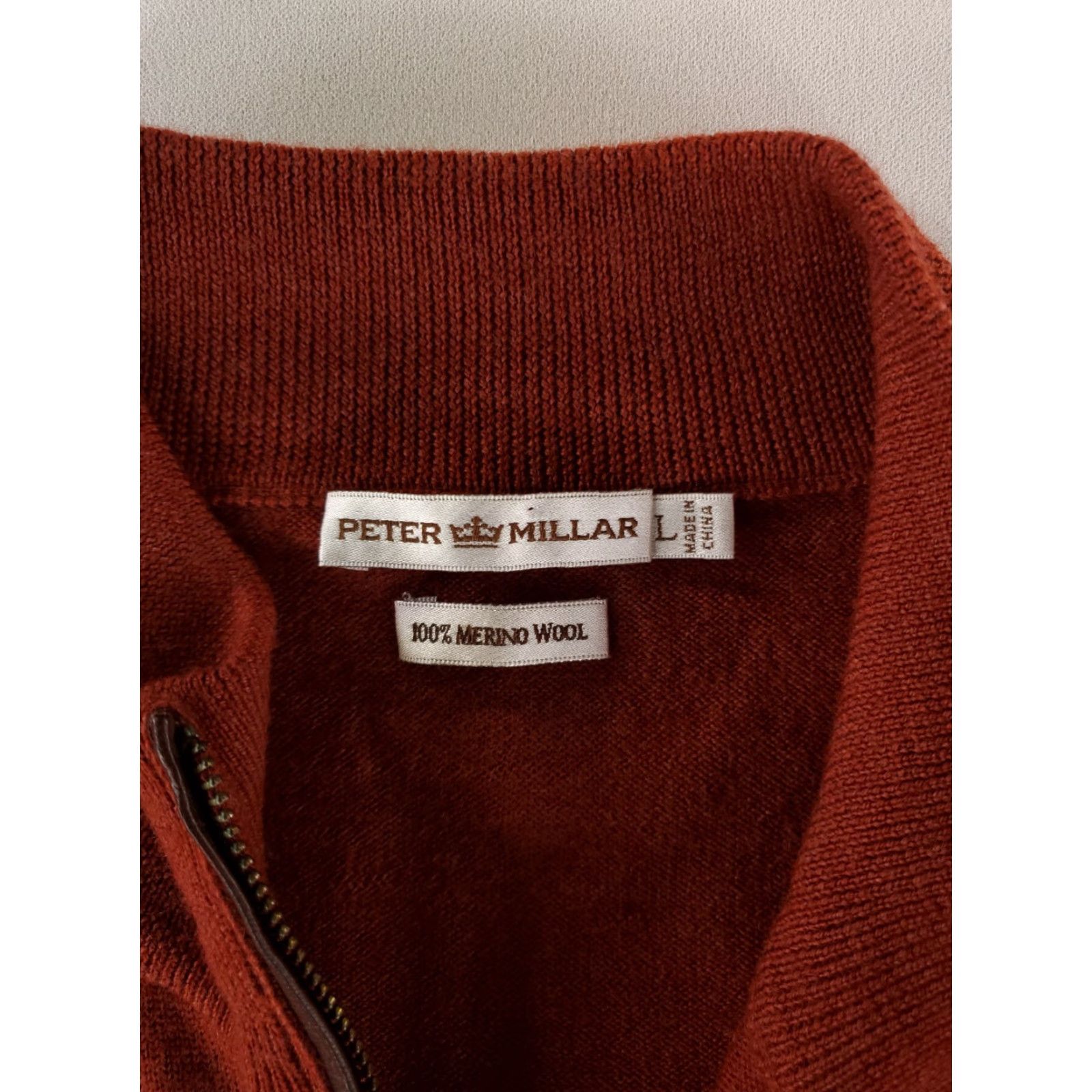 Peter Millar **Peter Millar Red Rust 1/4 Zip Mens Pullover L** User: Peter Millar 100% Merino Wool Red Rust Mens 1/4 Zip Pullover L Size US L / EU 52-54 / 3 - 2 Thumbnail