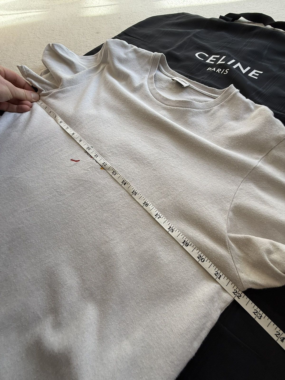 Saint Laurent Paris Saint Laurent Rive Gauche paint splatter logo T shirt XL Size US XL / EU 56 / 4 - 4 Thumbnail