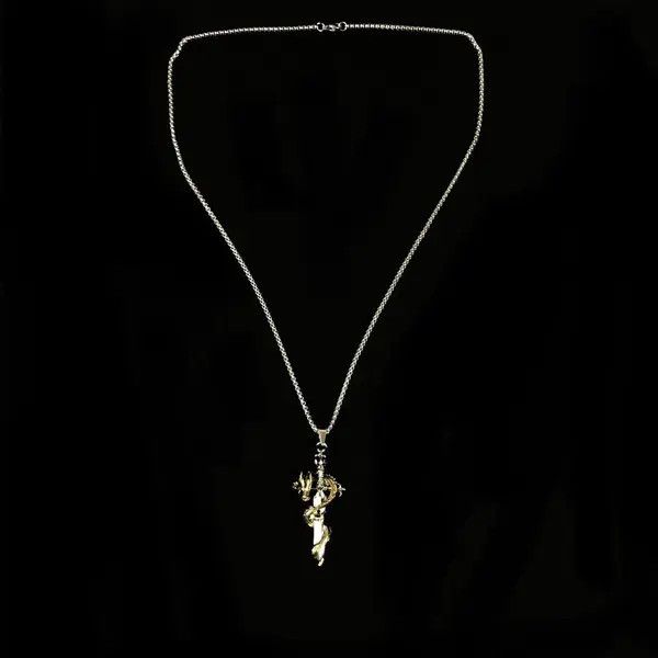Jewelry Dragon Sword Necklace Punk Chain Size ONE SIZE - 4 Thumbnail