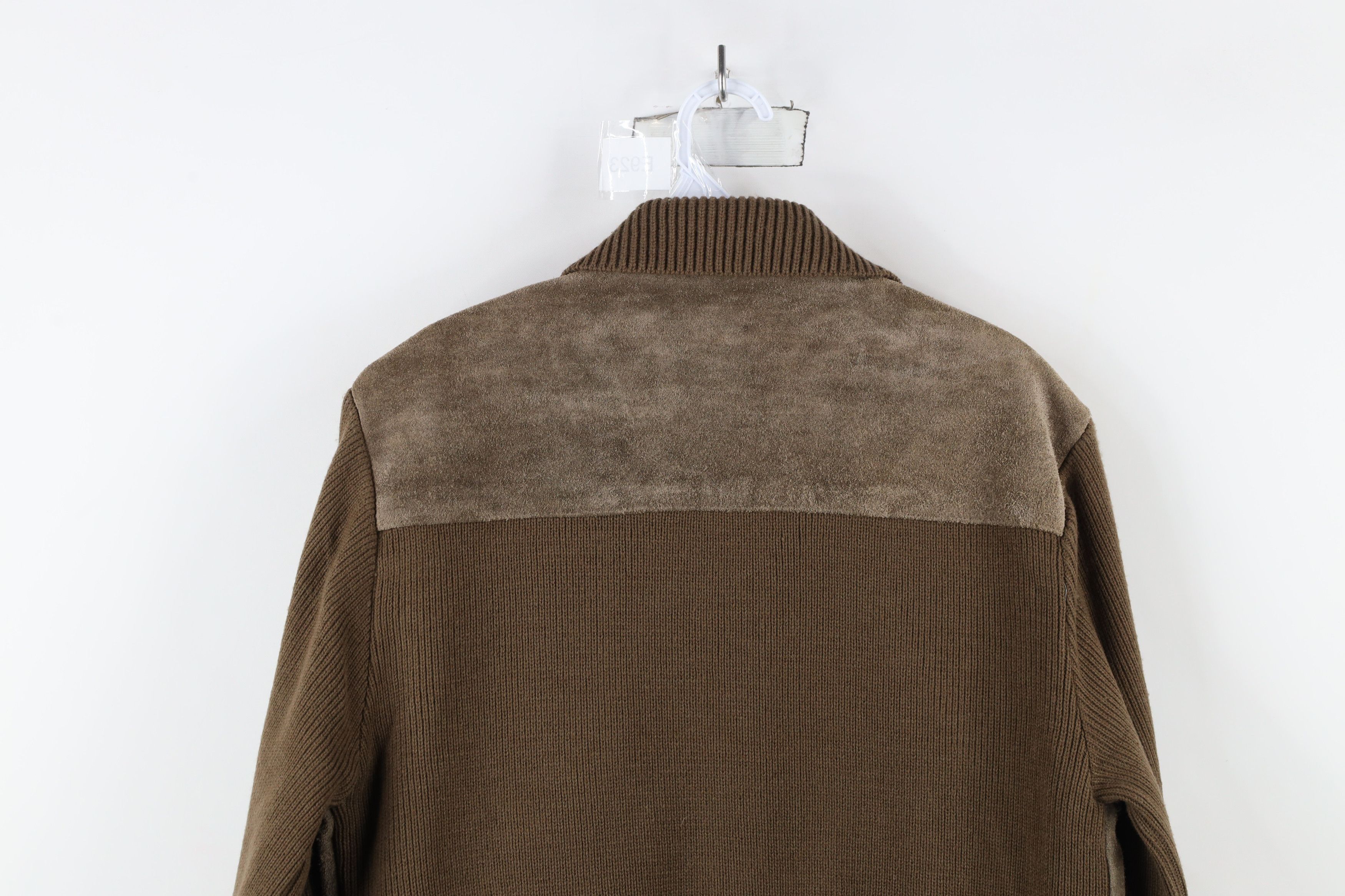 Vintage Vintage 70s Streetwear Leather Knit Sweater Jacket Swacket Size US L / EU 52-54 / 3 - 13 Thumbnail