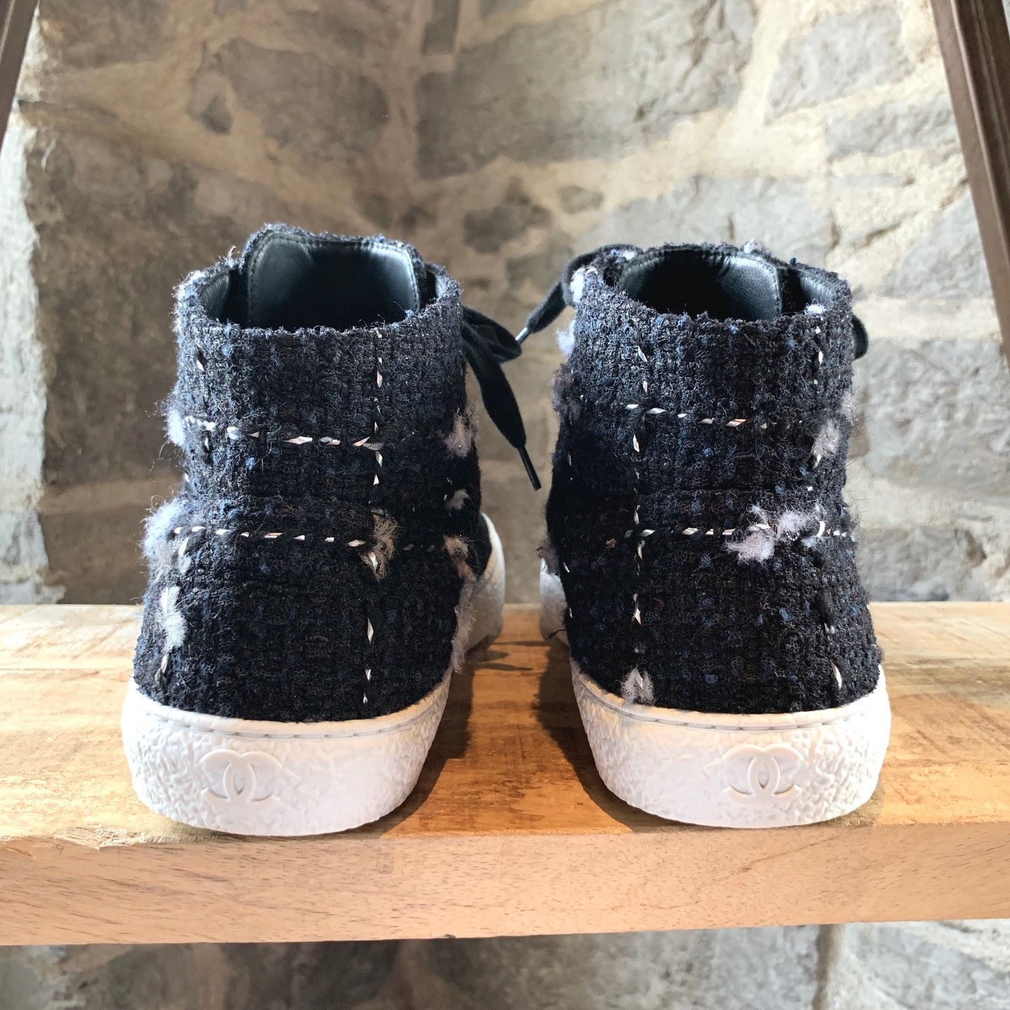 Chanel Chanel Black Suede Tweed Desert High-top Sneakers Size US 9 / EU 42 - 5 Thumbnail