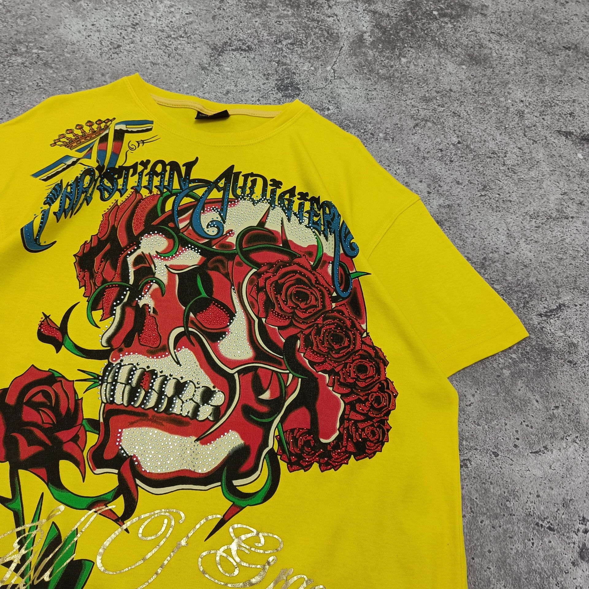 Affliction × Ed Hardy × Japanese Brand JAPANESE ED HARDY CHRISTIAN AUDIGIER SKULLS TSHIRT Y2K Size US XXL / EU 58 / 5 - 2 Thumbnail