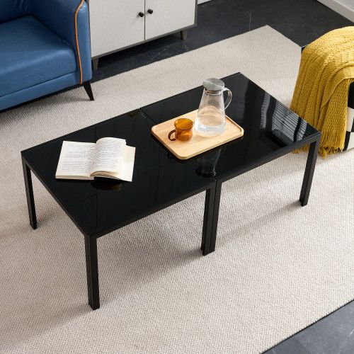 Designer × Homemade Coffee Table Set of 2, Square Modern Table with Tempered Gla Size US L / EU 52-54 / 3 - 1 Thumbnail