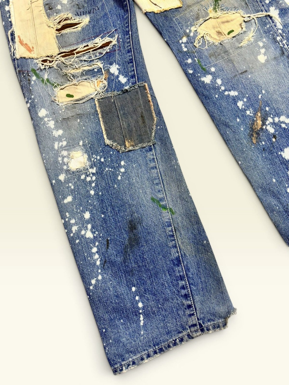 Levi's × Undercover Vtg Levis 501xx Big E Selvedge Splatter Patchwork Boro Jeans Size US 36 / EU 52 - 7 Thumbnail