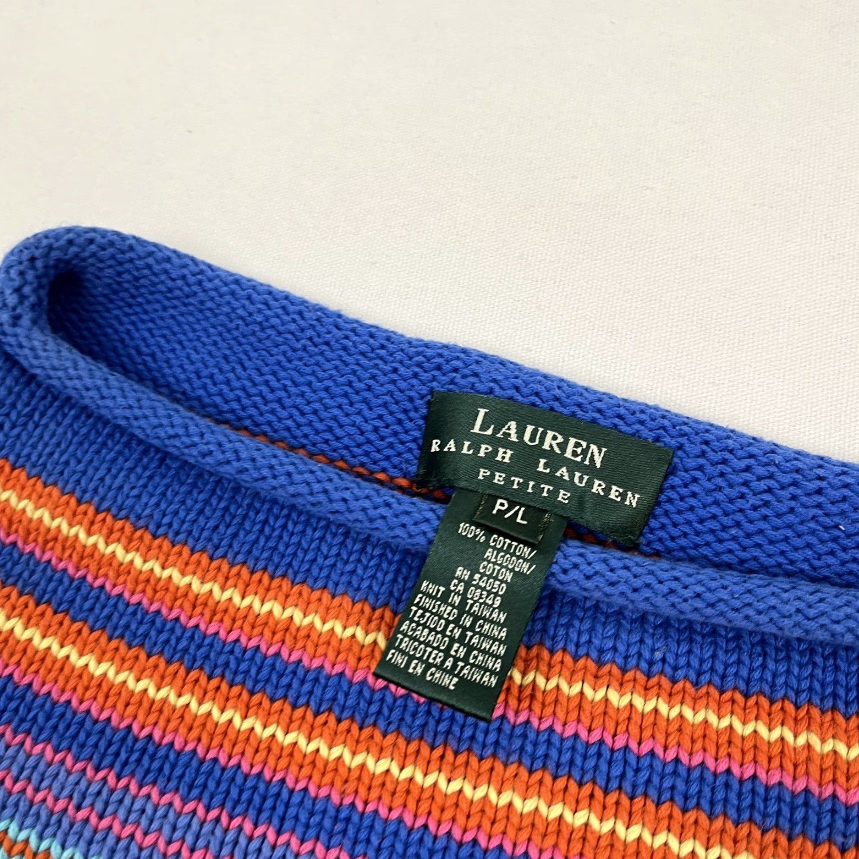 Ralph Lauren Lauren Ralph Lauren Sweater Womens Petite Large Multi Striped Roll Neck VTG LRL Size L / US 10 / IT 46 - 2 Thumbnail