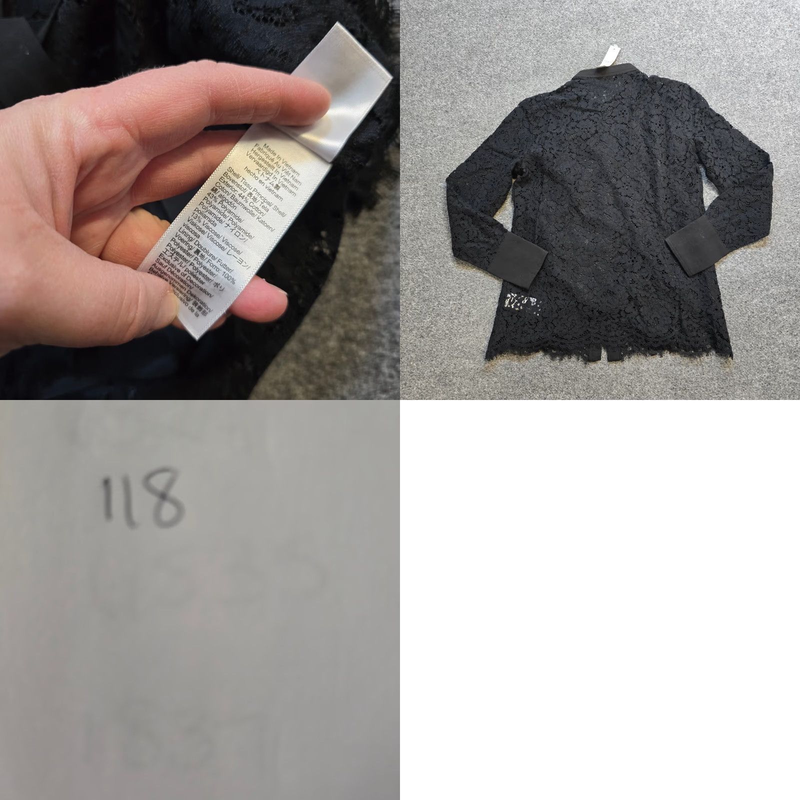 J.Crew J.CREW Blouse Womens Size 0 Black Lace Cami Button Long Sleeve Mock Neck Preppy Lightweight Lined Feminine Shirt Size XS / US 0-2 / IT 36-38 - 8 Thumbnail