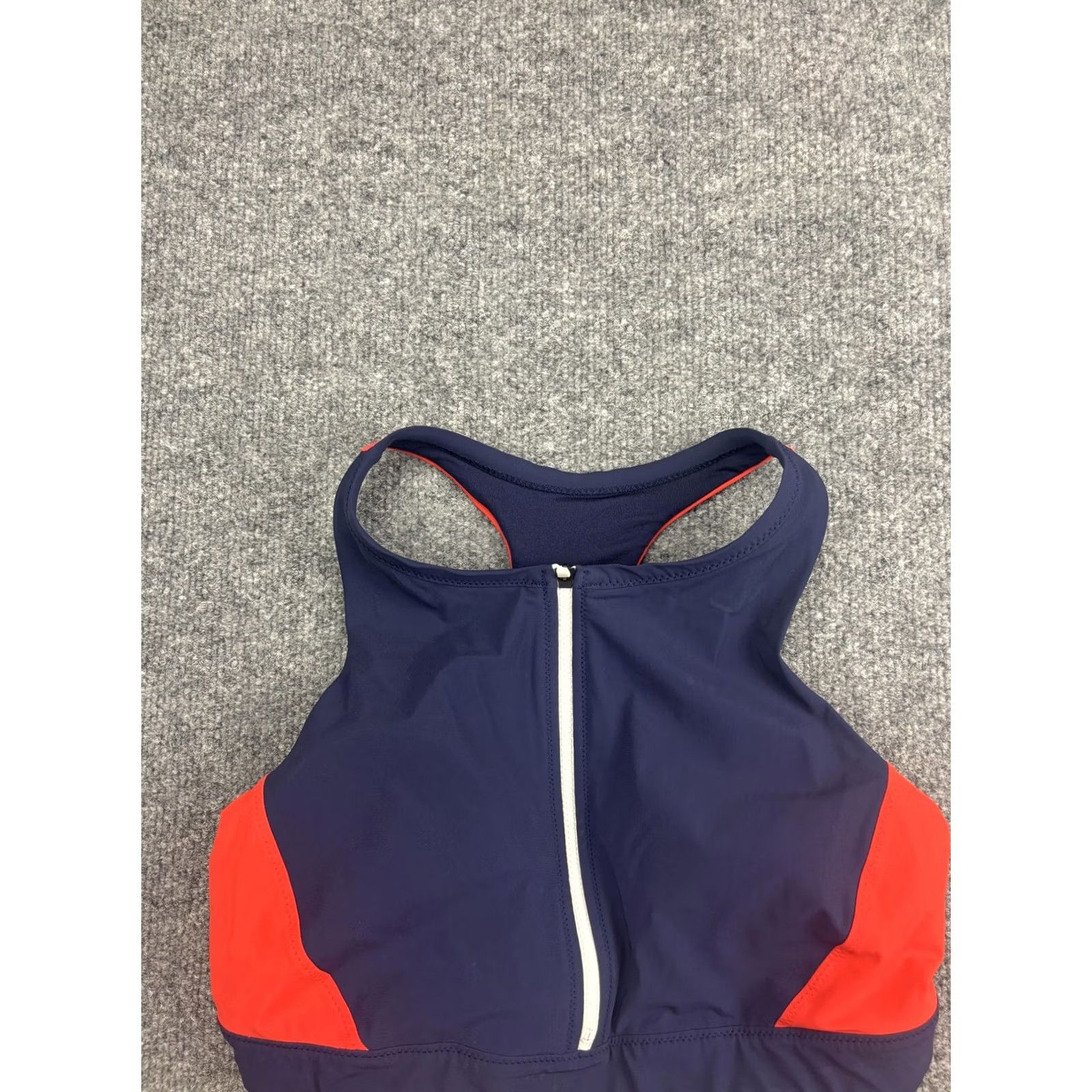 Athleta Athleta Women's Medium Blue Colorblock Zip Front Racerback Sports Bra Top Size M / US 6-8 / IT 42-44 - 2 Thumbnail