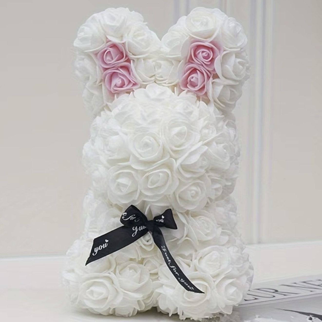 Other New | Stunning White Rose Flower Bunny - Easter Gift Size ONE SIZE - 5 Thumbnail