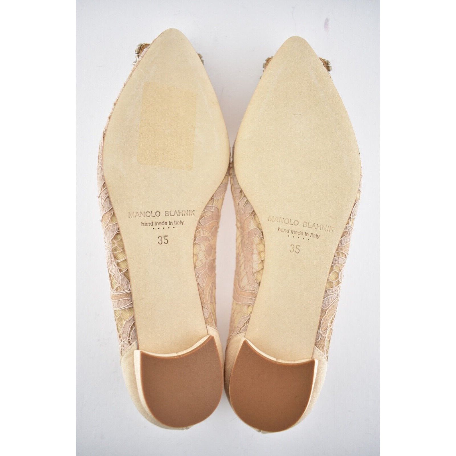 Manolo Blahnik Hangisi Flat Lace Crystal Jewel Buckle Ballerina Ballet 35 Size US 5 / IT 35 - 12 Thumbnail