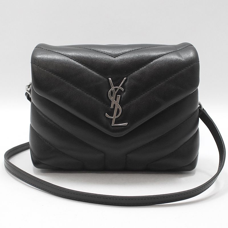 Yves Saint Laurent Black Leather Silver Monogram Loulou Toy Crossbody Bag Size ONE SIZE - 1 Thumbnail